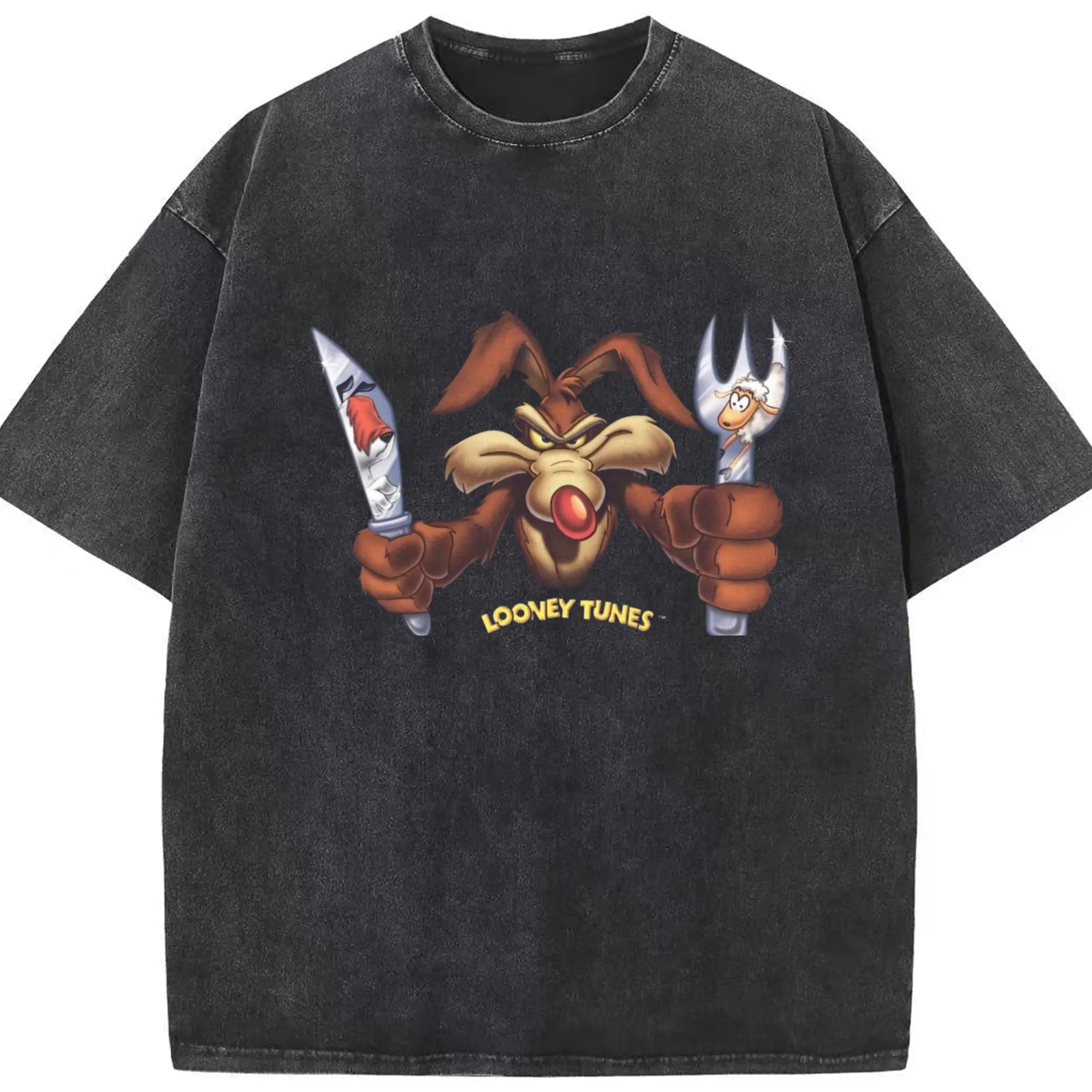 Obscene wile e coyote t shirts - Washed Vintage Look 230g Cotton Oversized T-Shirt With Front Heat Transfer Print – Soft, Lightweight, Stylish Fit – Comfortable Casual Wear For Sports & Everyday Use