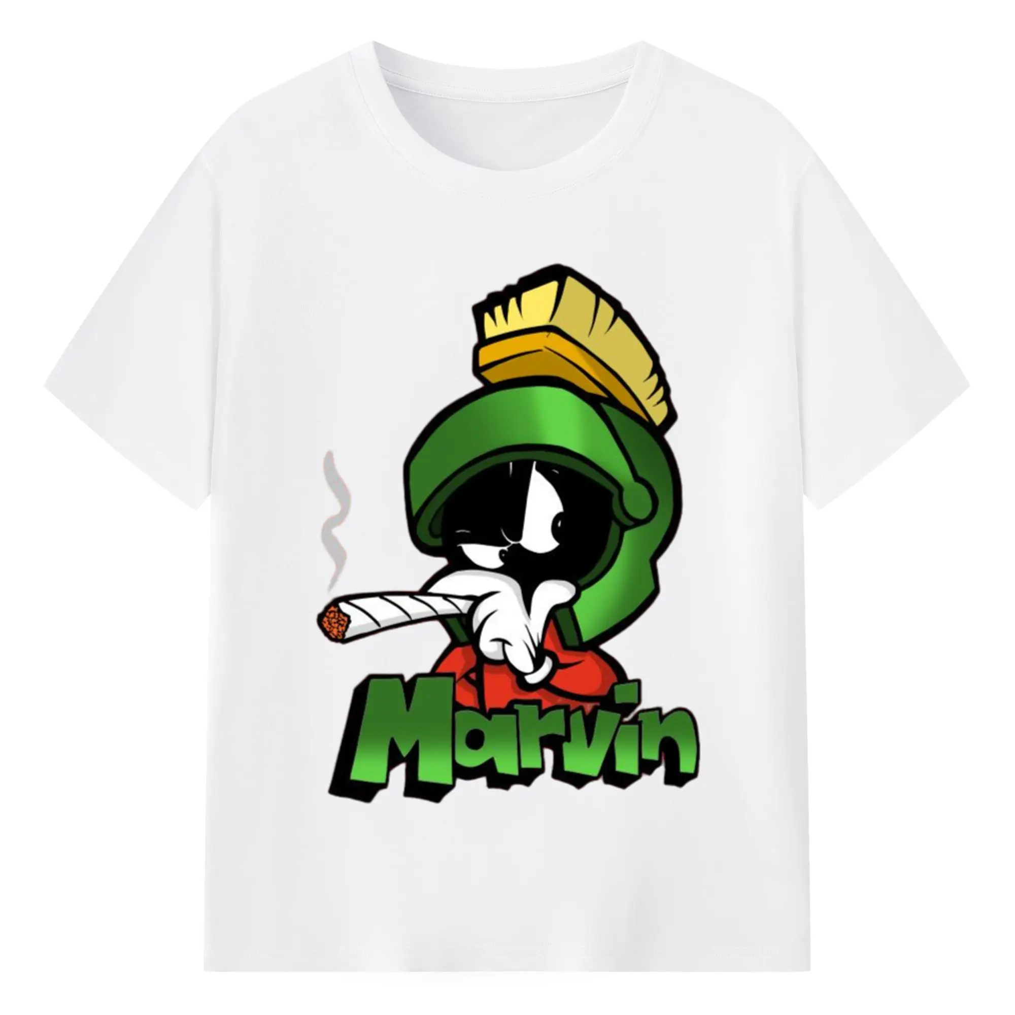 Marvin the martian face t shirt - 180g Cotton T-Shirt With Front Heat Transfer Print – Soft, Lightweight, Fitted Design – Comfortable Casual Wear For Sports & Everyday Use