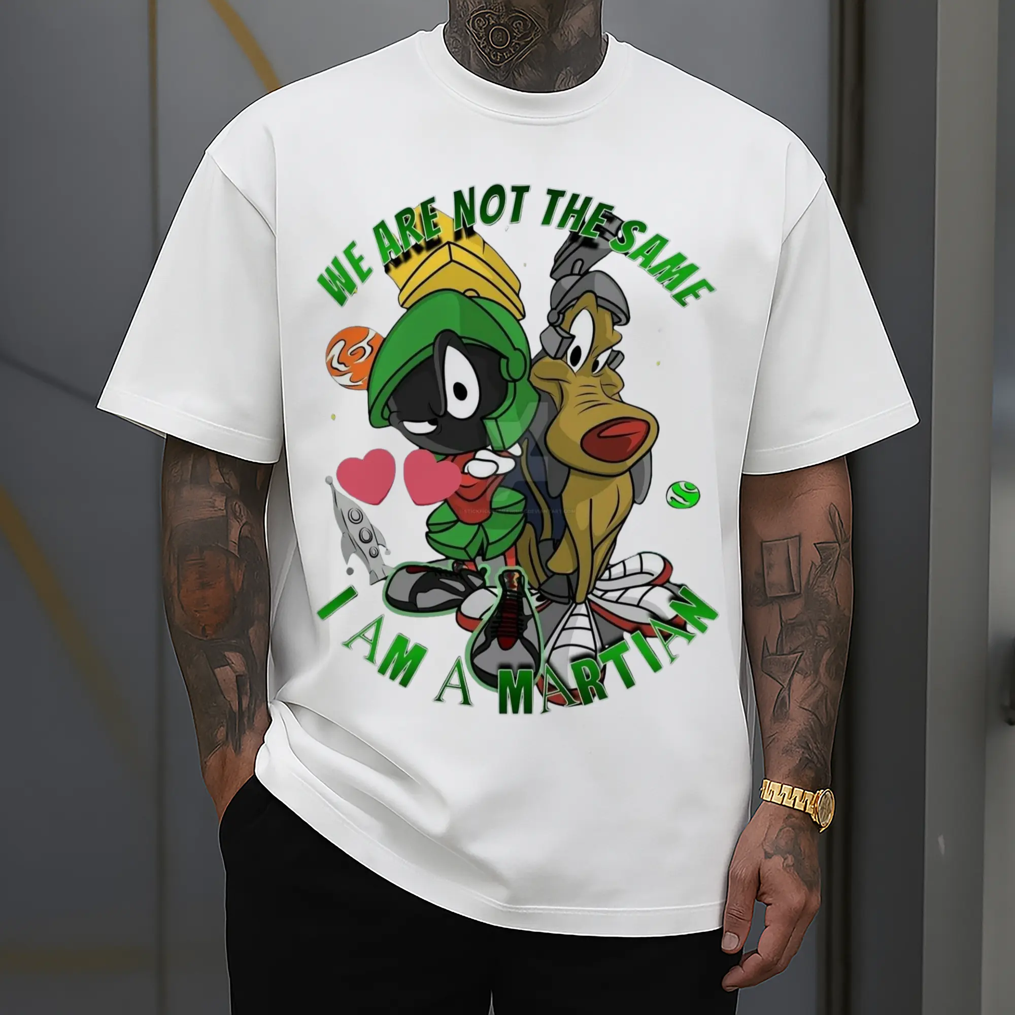 marvin the martian and dog graphic t shirt