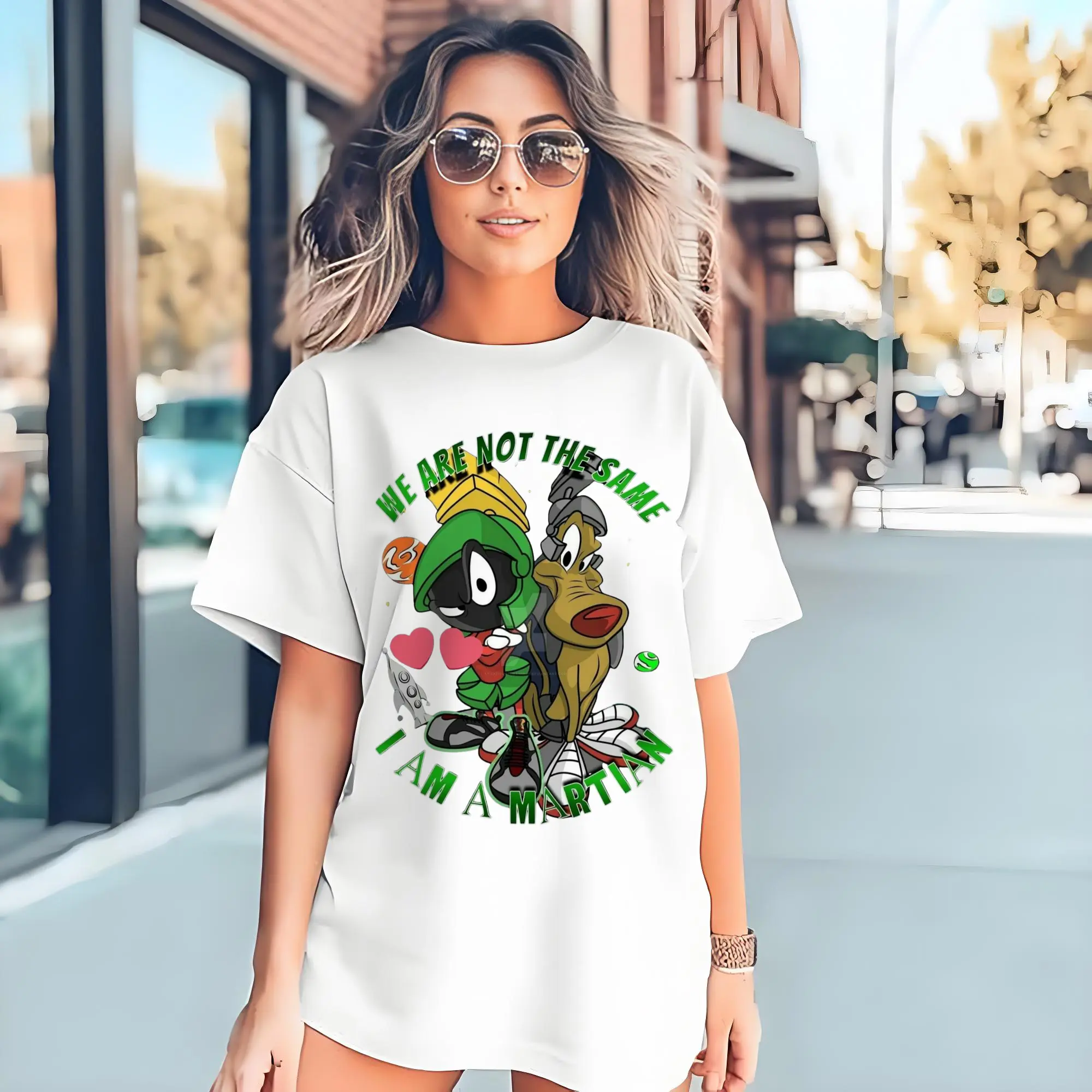 marvin the martian and dog graphic t shirt