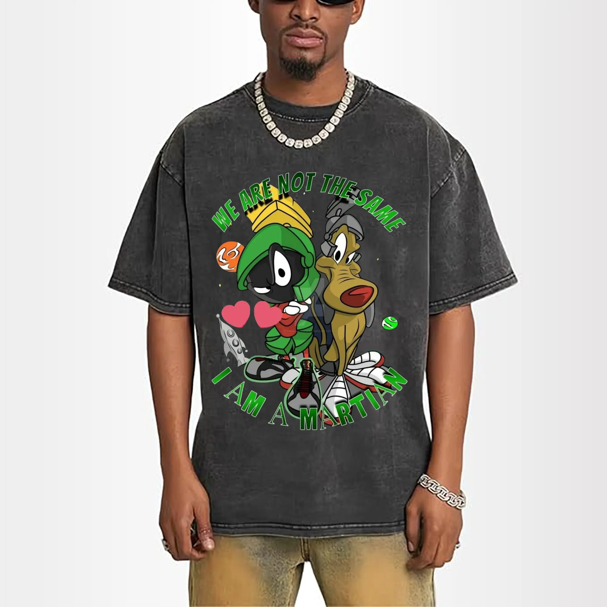 marvin the martian and dog graphic t shirt