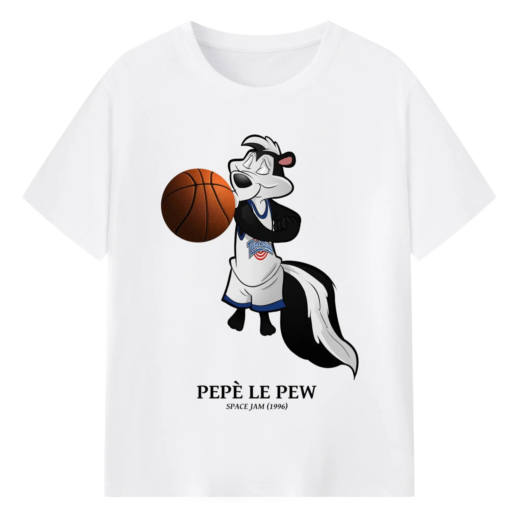 Pepé Le Pew basketball t shirts​ - 180g Cotton T-Shirt With Front Heat Transfer Print – Soft, Lightweight, Fitted Design – Comfortable Casual Wear For Sports & Everyday Use