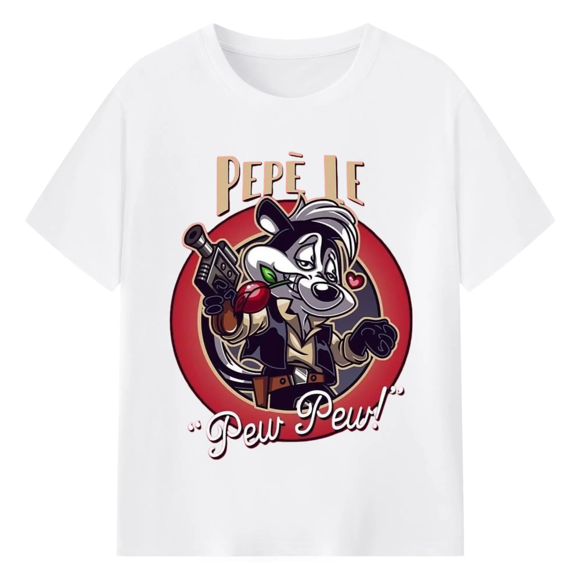 Pepe le pew cowboy tee shirts - 180g Cotton T-Shirt With Front Heat Transfer Print – Soft, Lightweight, Fitted Design – Comfortable Casual Wear For Sports & Everyday Use
