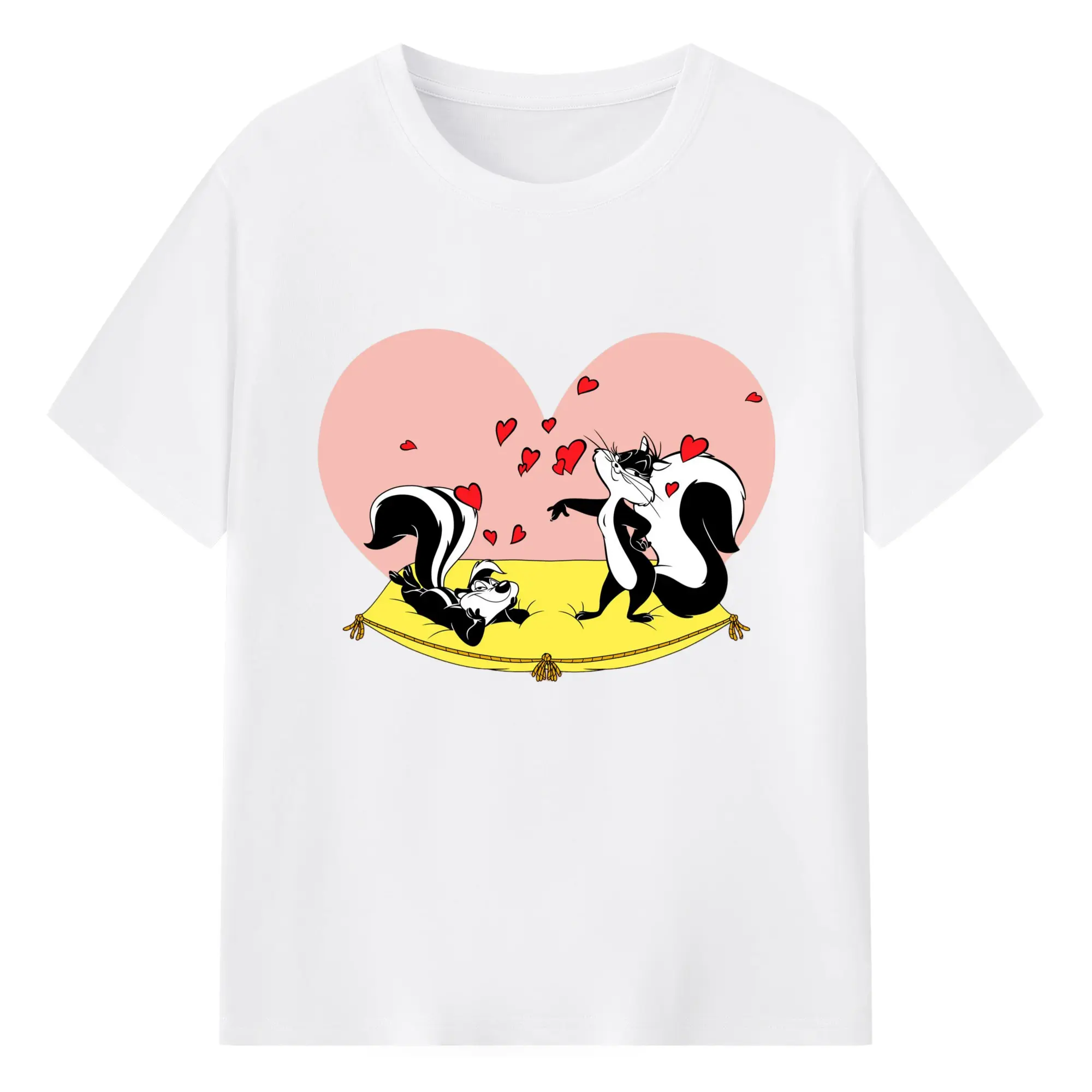 Pepé Le Pew tee - 180g Cotton T-Shirt With Front Heat Transfer Print – Soft, Lightweight, Fitted Design – Comfortable Casual Wear For Sports & Everyday Use