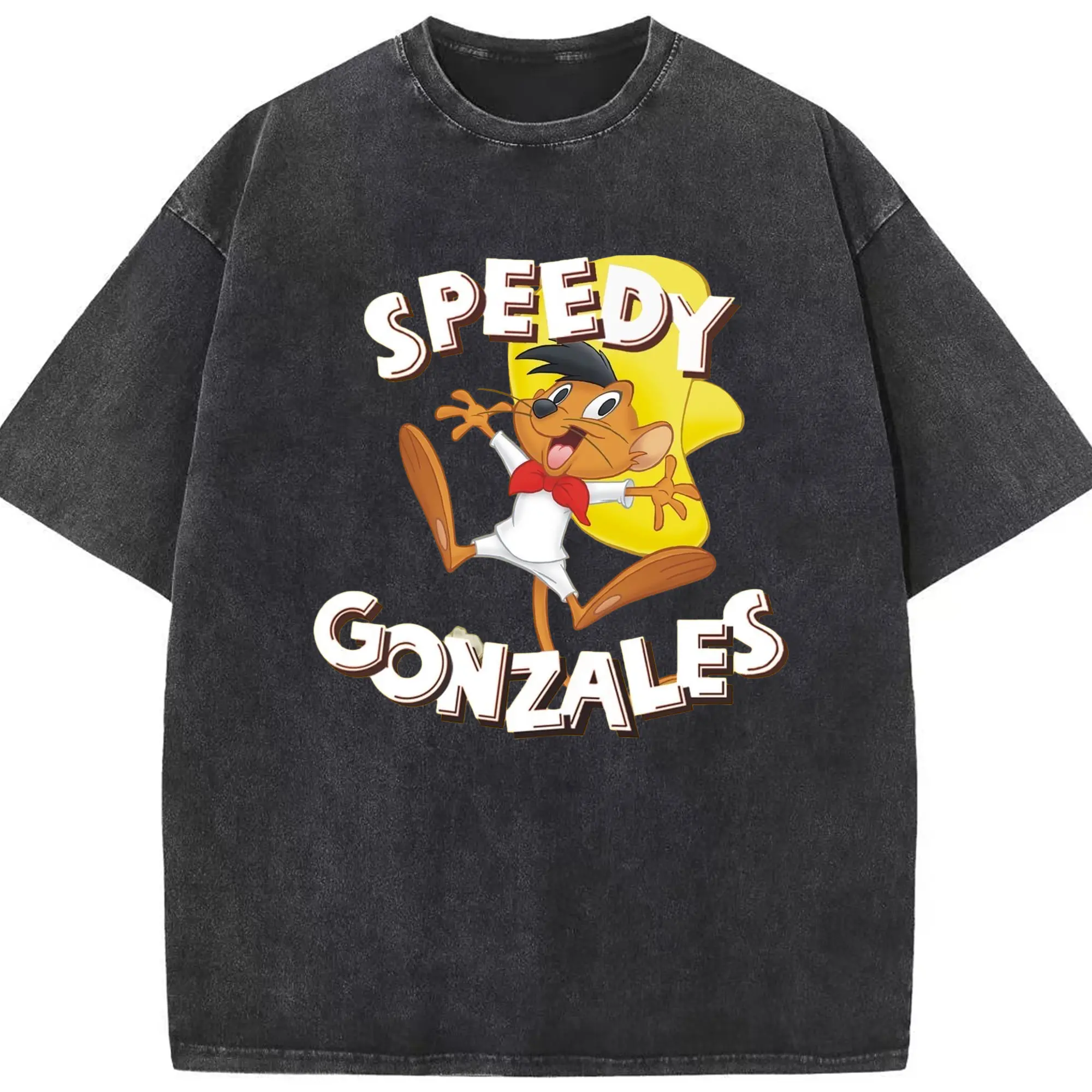 Speedy gonzales graphic shirt - Washed Vintage Look 230g Cotton Oversized T-Shirt With Front Heat Transfer Print – Soft, Lightweight, Stylish Fit – Comfortable Casual Wear For Sports & Everyday Use