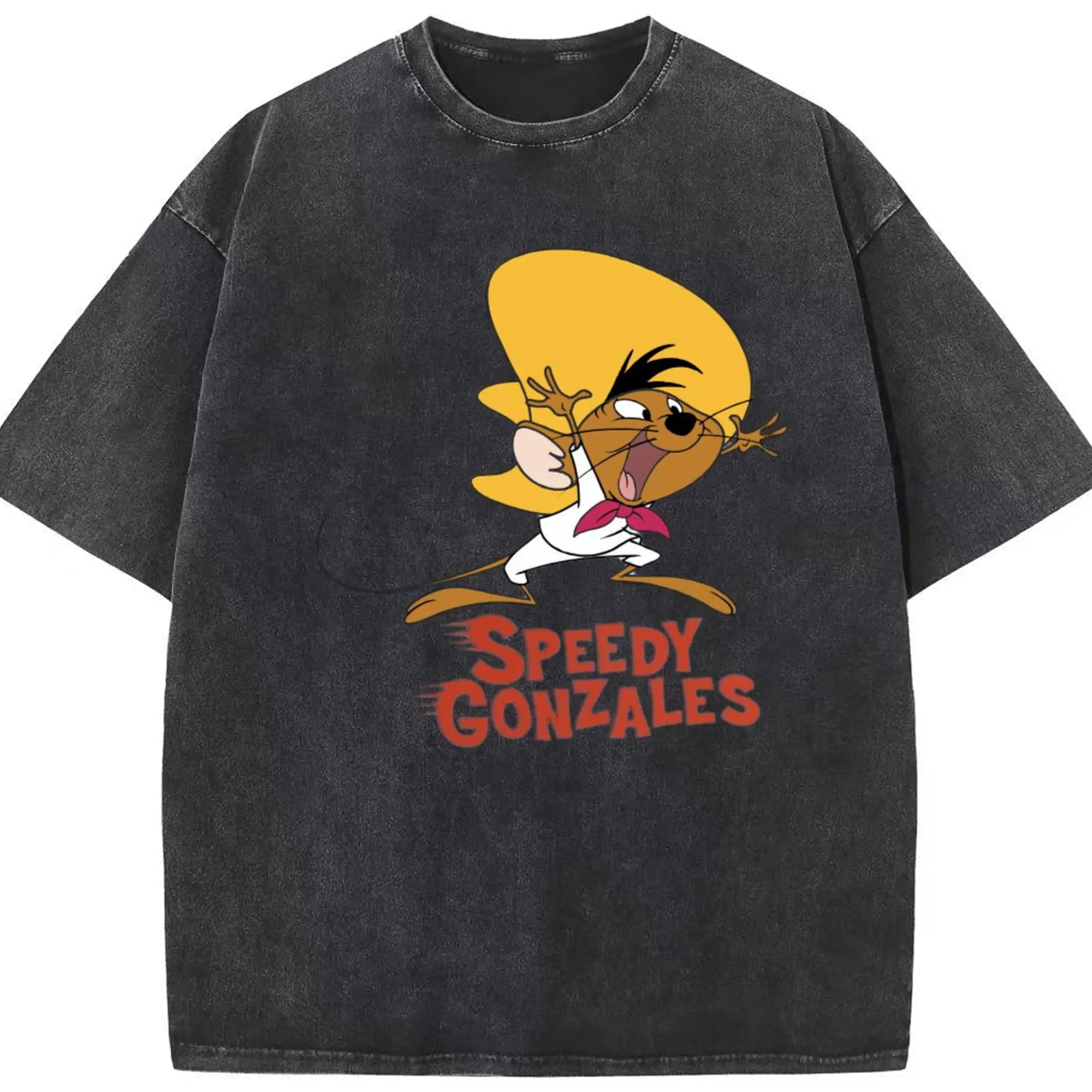 Speedy Gonzales graphic t shirt​ - Washed Vintage Look 230g Cotton Oversized T-Shirt With Front Heat Transfer Print – Soft, Lightweight, Stylish Fit – Comfortable Casual Wear For Sports & Everyday Use