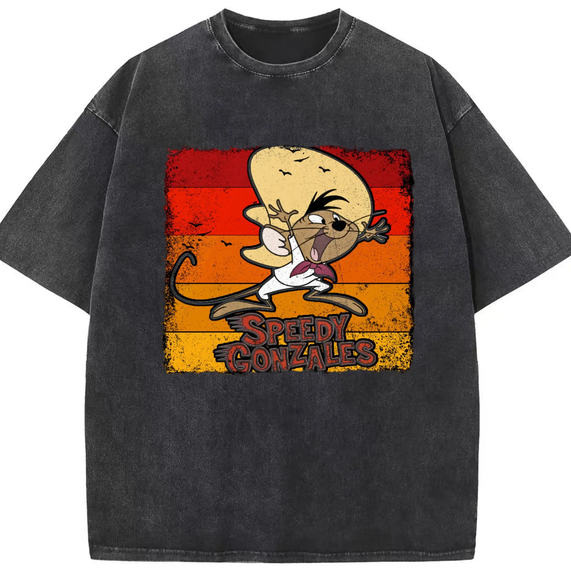 Speedy gonzales t-shirt - Washed Vintage Look 230g Cotton Oversized T-Shirt With Front Heat Transfer Print – Soft, Lightweight, Stylish Fit – Comfortable Casual Wear For Sports & Everyday Use