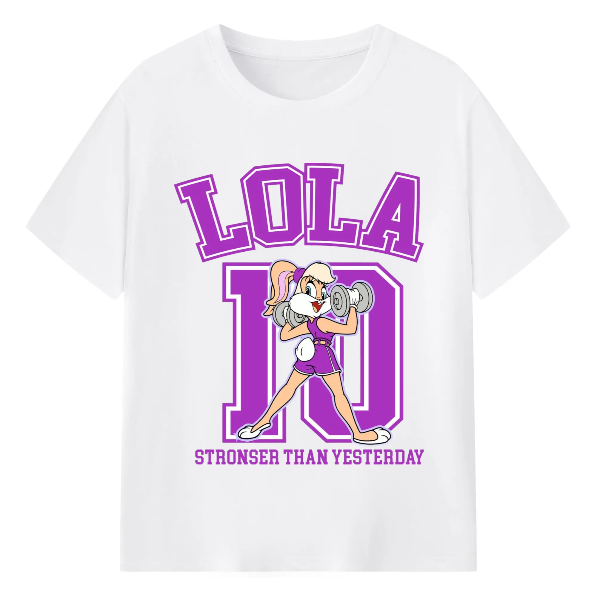 Vintage lola bunny #10 shirt - 180g Cotton T-Shirt With Front Heat Transfer Print – Soft, Lightweight, Fitted Design – Comfortable Casual Wear For Sports & Everyday Use