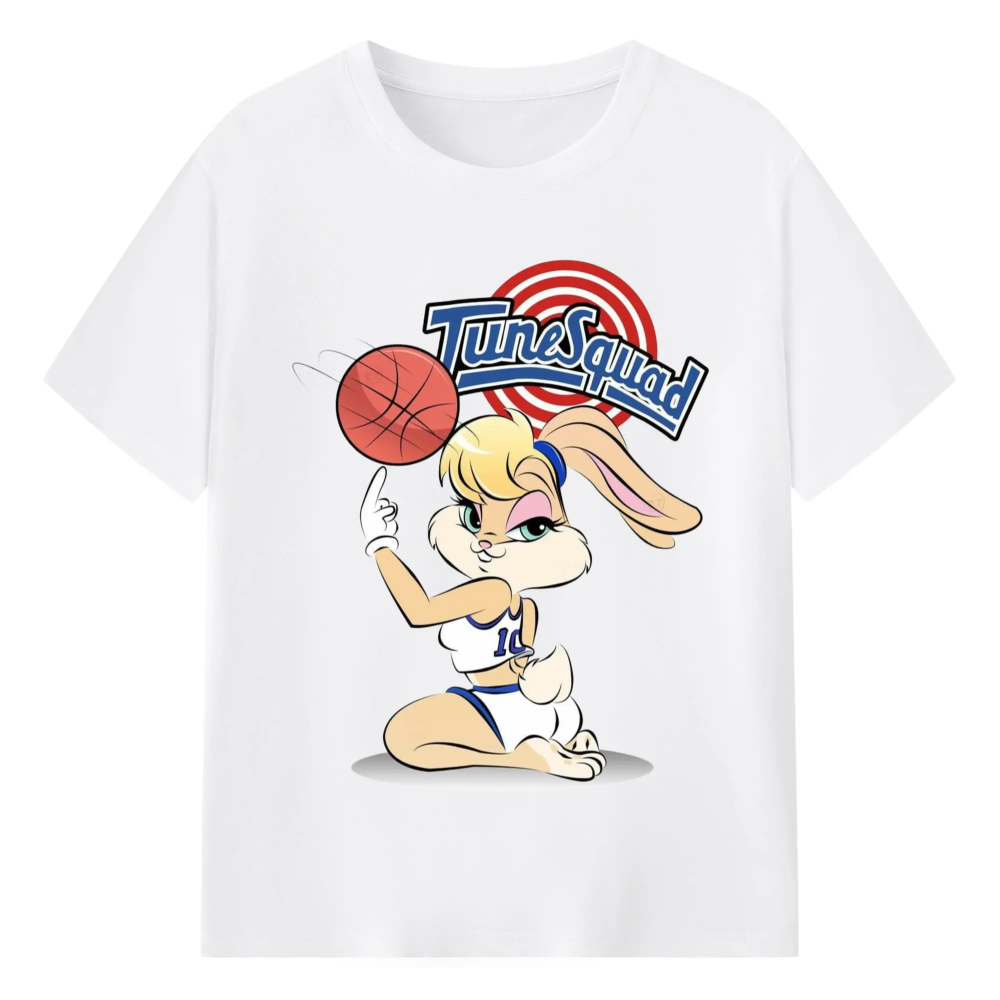 Vintage lola bunny basketball shirt - 180g Cotton T-Shirt With Front Heat Transfer Print – Soft, Lightweight, Fitted Design – Comfortable Casual Wear For Sports & Everyday Use