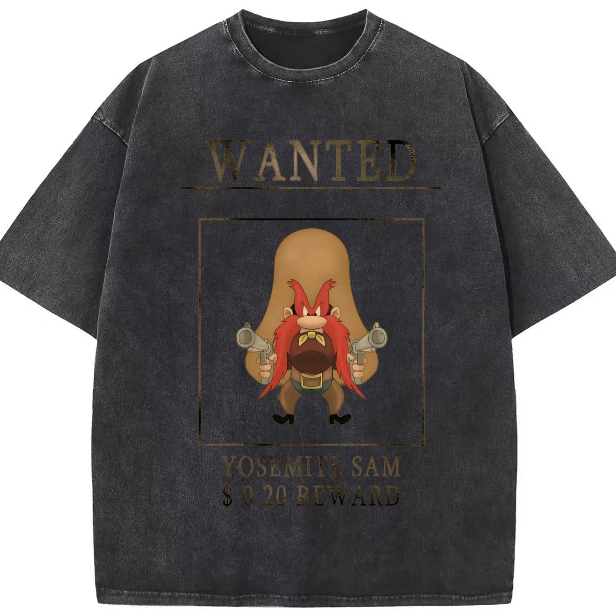 Vintage yosemite sam t shirt​ - Washed Vintage Look 230g Cotton Oversized T-Shirt With Front Heat Transfer Print – Soft, Lightweight, Stylish Fit – Comfortable Casual Wear For Sports & Everyday Use
