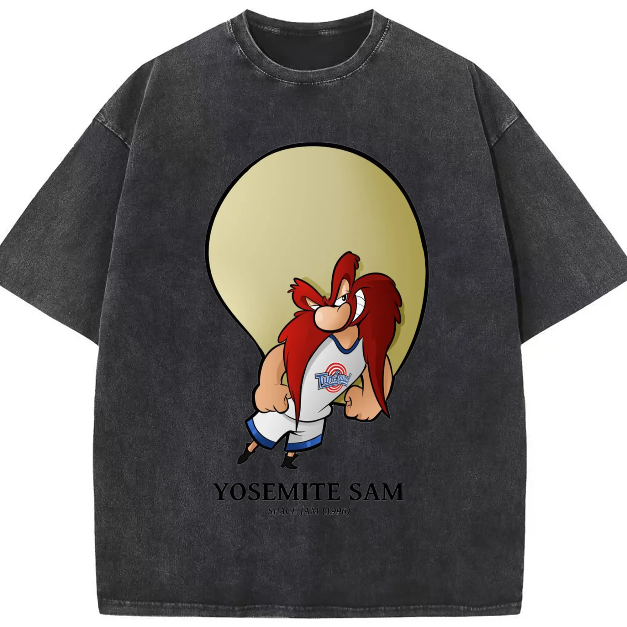 Yosemite sam basketball t shirt - Washed Vintage Look 230g Cotton Oversized T-Shirt With Front Heat Transfer Print – Soft, Lightweight, Stylish Fit – Comfortable Casual Wear For Sports & Everyday Use
