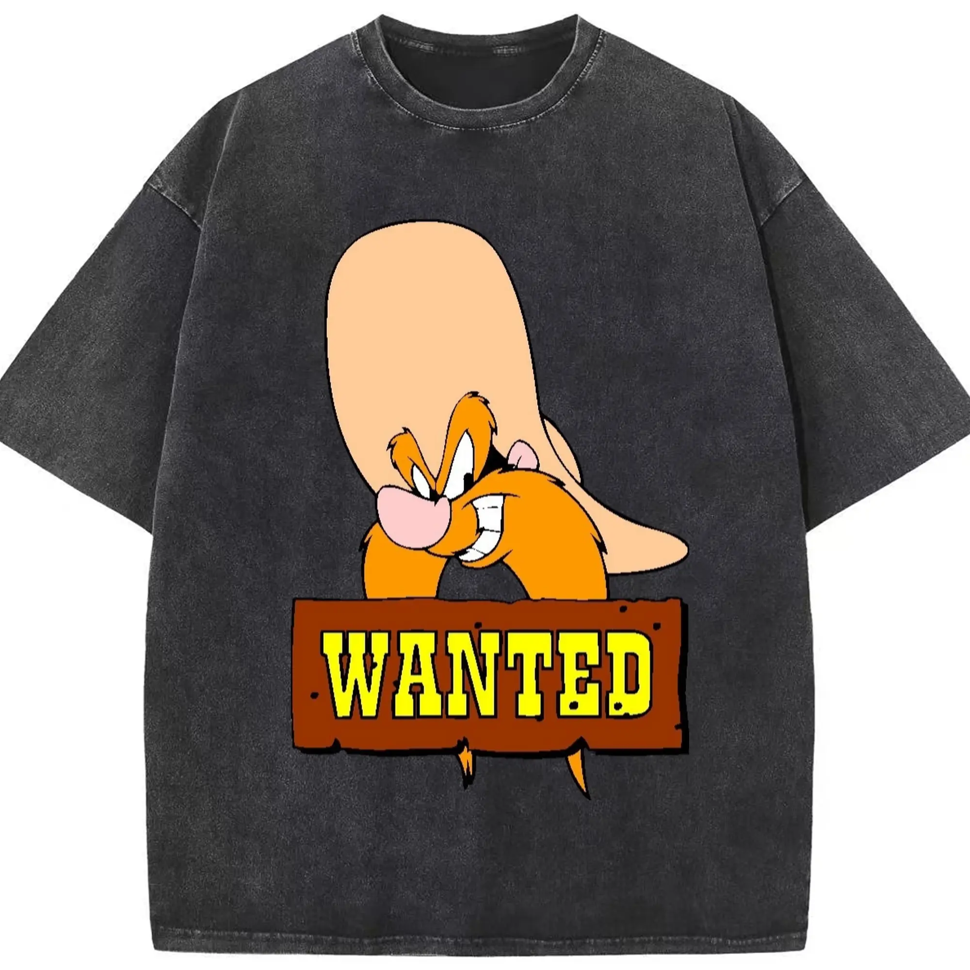 Yosemite sam face t shirt - Washed Vintage Look 230g Cotton Oversized T-Shirt With Front Heat Transfer Print – Soft, Lightweight, Stylish Fit – Comfortable Casual Wear For Sports & Everyday Use