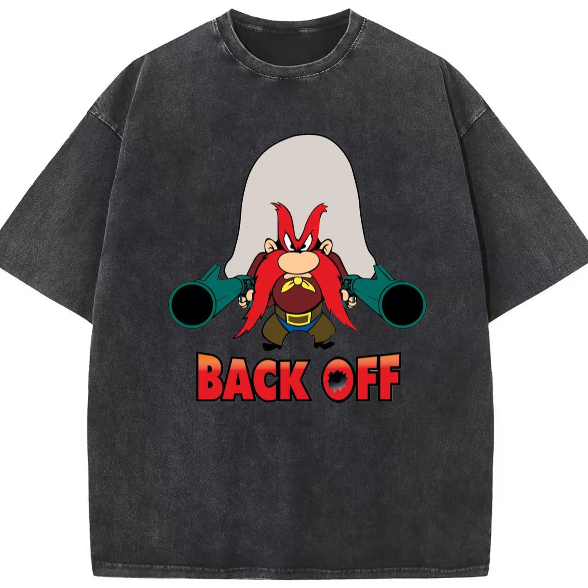 Yosemite Sam shirt - Washed Vintage Look 230g Cotton Oversized T-Shirt With Front Heat Transfer Print – Soft, Lightweight, Stylish Fit – Comfortable Casual Wear For Sports & Everyday Use