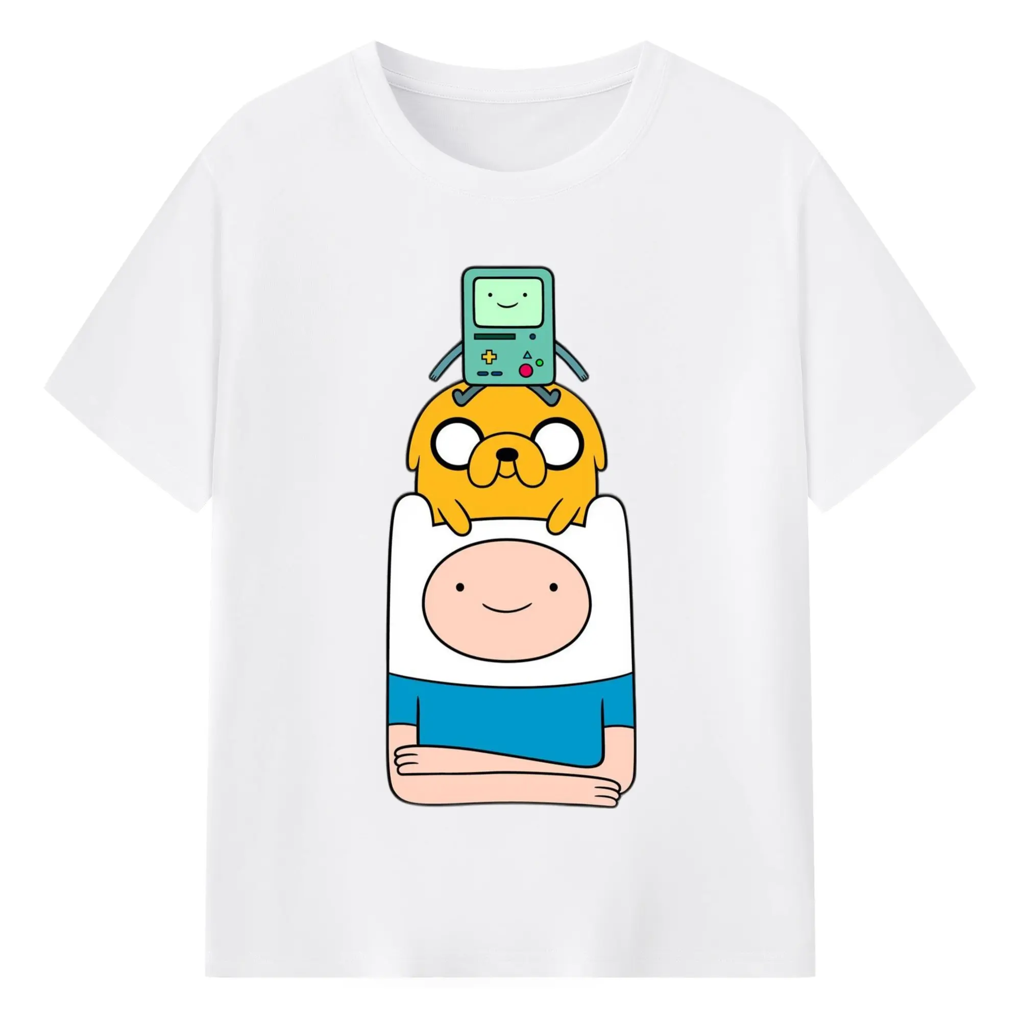 Adventure Time Finn and Jake Graphic shirt - 180g Cotton T-Shirt With Front Heat Transfer Print – Soft, Lightweight, Fitted Design – Comfortable Casual Wear For Sports & Everyday Use