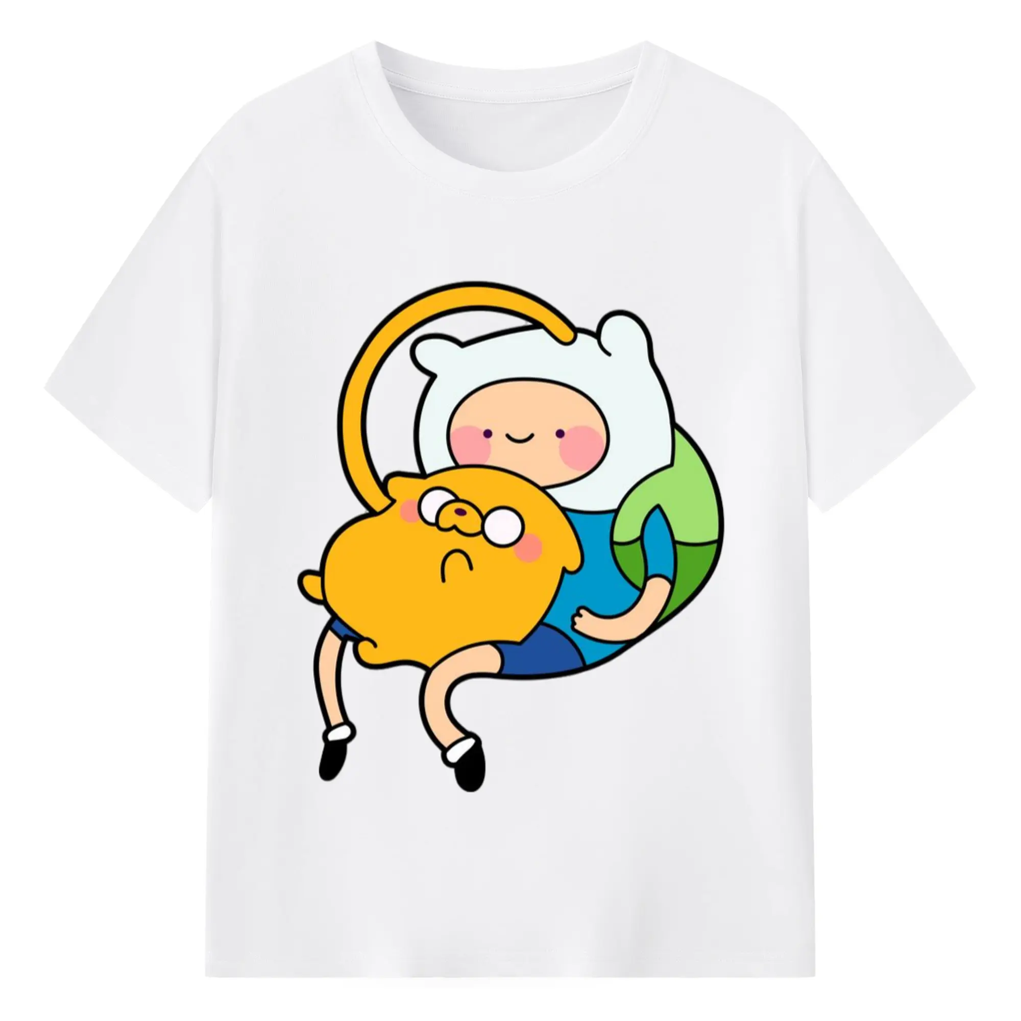 Adventure Time Finn and Jake Graphic Tee - 180g Cotton T-Shirt With Front Heat Transfer Print – Soft, Lightweight, Fitted Design – Comfortable Casual Wear For Sports & Everyday Use
