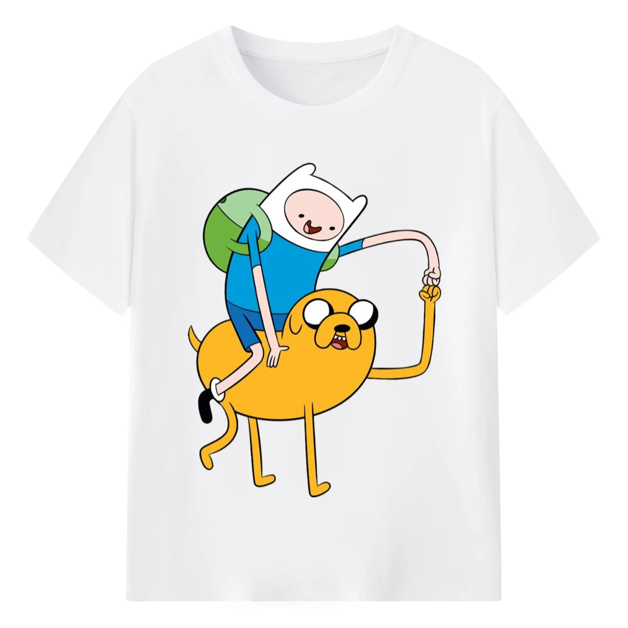 Adventure Time Finn and Jake Tee - 180g Cotton T-Shirt With Front Heat Transfer Print – Soft, Lightweight, Fitted Design – Comfortable Casual Wear For Sports & Everyday Use