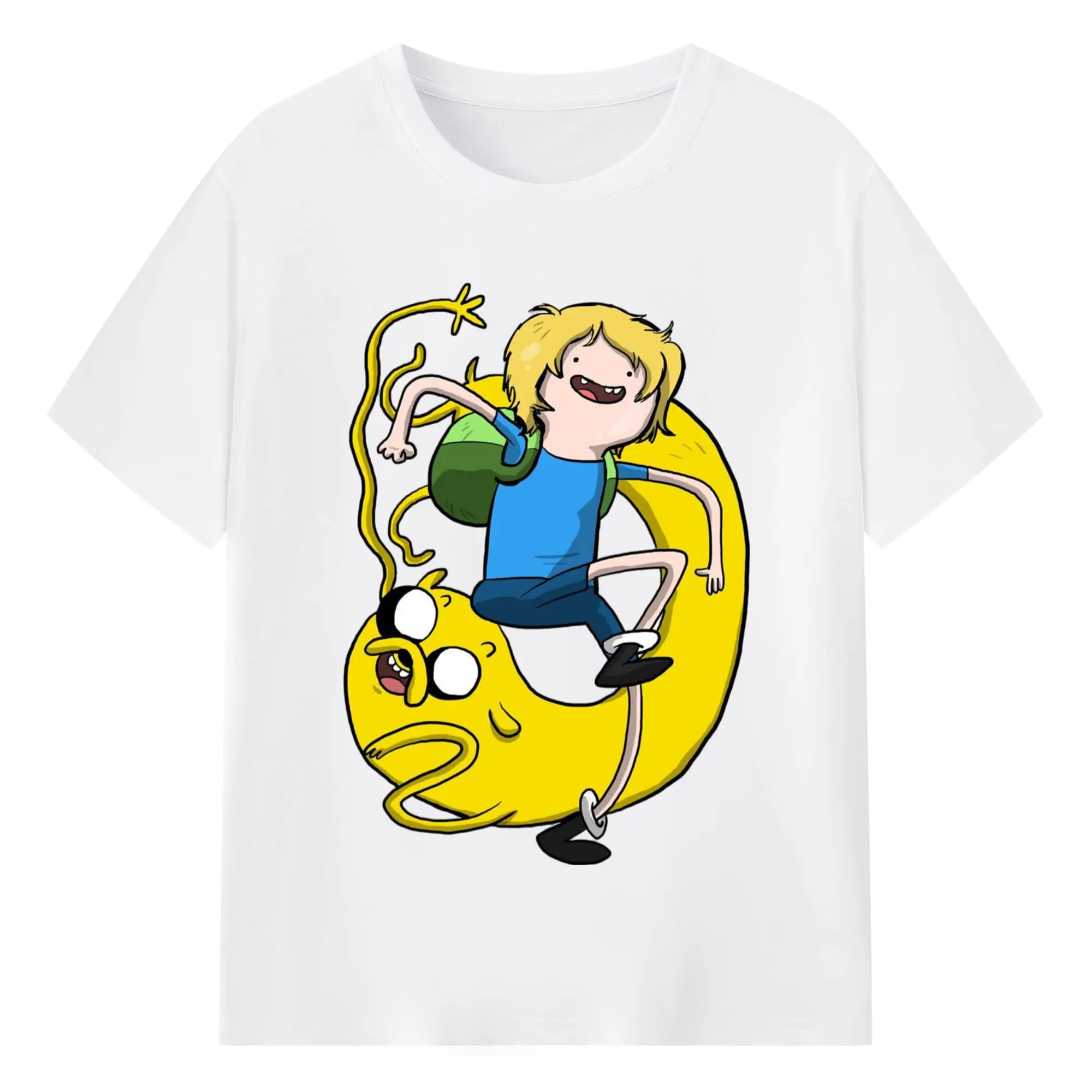 Adventure time finn collage shirt​ - 180g Cotton T-Shirt With Front Heat Transfer Print – Soft, Lightweight, Fitted Design – Comfortable Casual Wear For Sports & Everyday Use