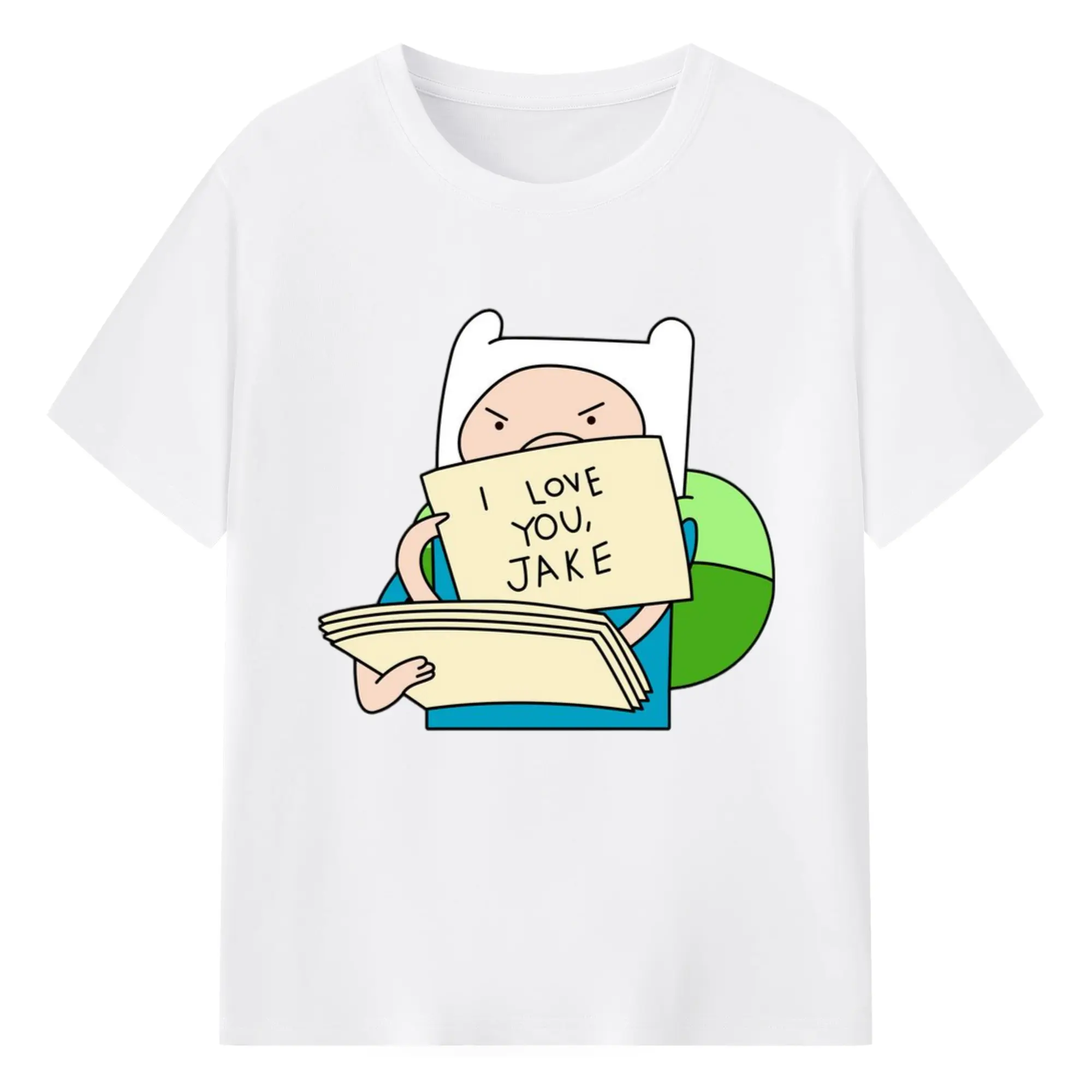 Adventure Time Finn shirt - 180g Cotton T-Shirt With Front Heat Transfer Print – Soft, Lightweight, Fitted Design – Comfortable Casual Wear For Sports & Everyday Use