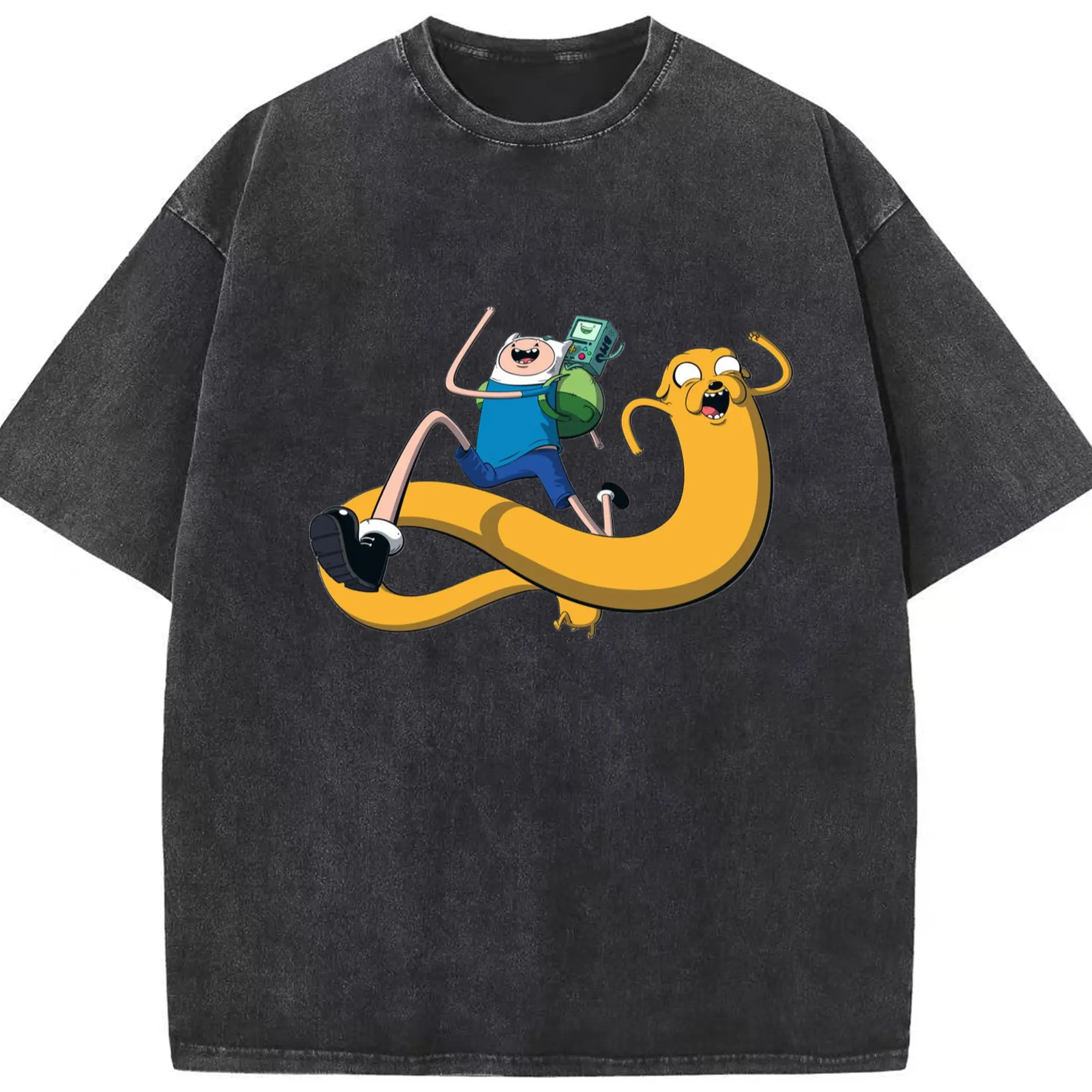 Adventure time finn funny shirt - Washed Vintage Look 230g Cotton Oversized T-Shirt With Front Heat Transfer Print – Soft, Lightweight, Stylish Fit – Comfortable Casual Wear For Sports & Everyday Use