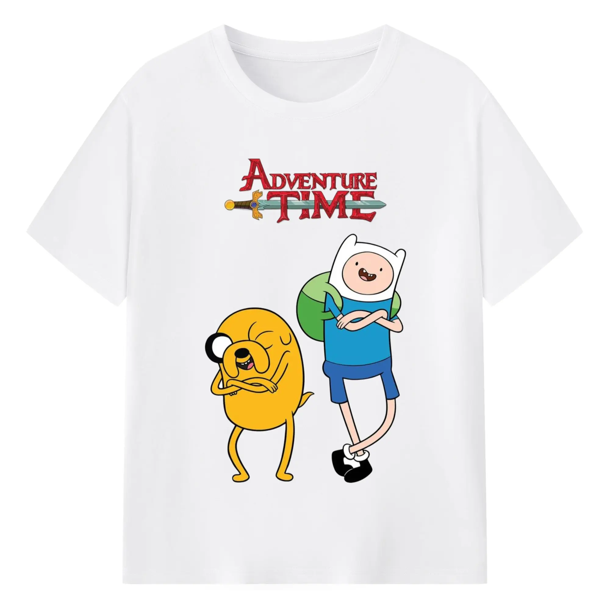 Adventure Time Finn and Jake Graphic Tee - 180g Cotton T-Shirt With Front Heat Transfer Print – Soft, Lightweight, Fitted Design – Comfortable Casual Wear For Sports & Everyday Use