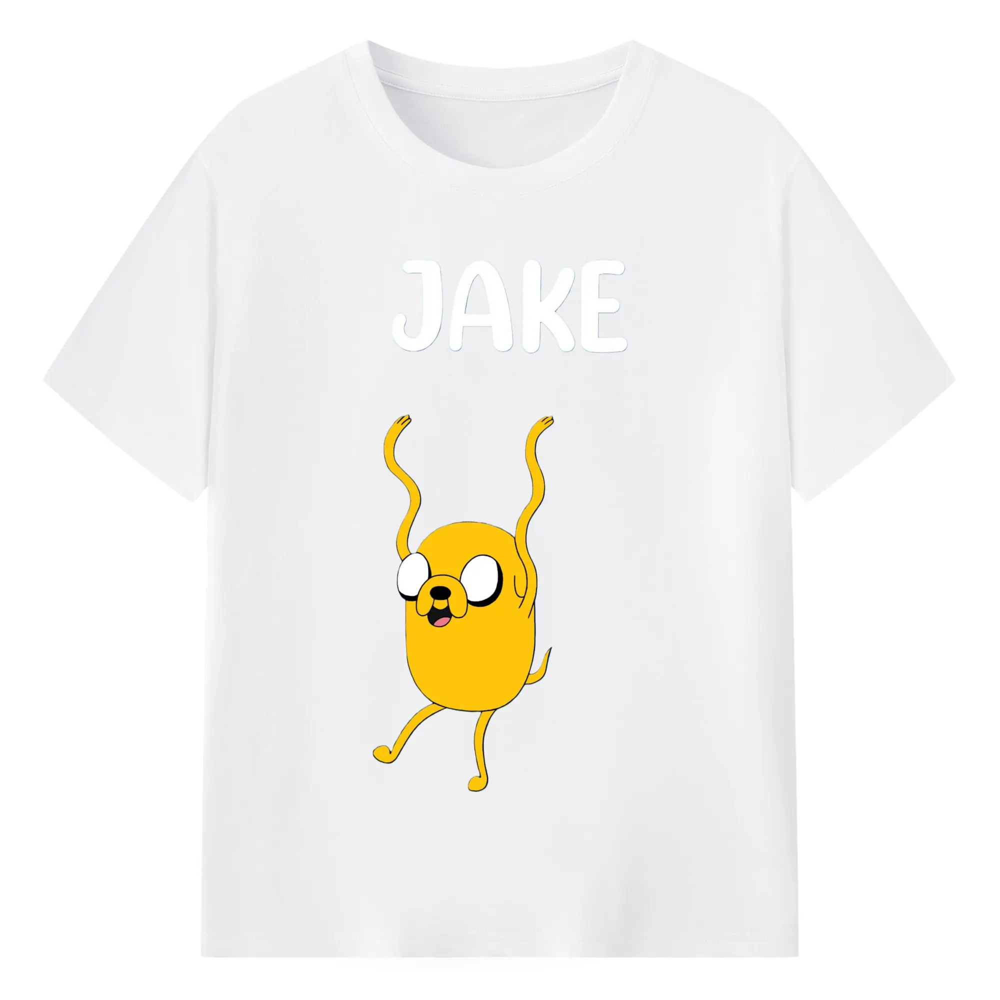 Adventure Time Jake cartoon shirt - 180g Cotton T-Shirt With Front Heat Transfer Print – Soft, Lightweight, Fitted Design – Comfortable Casual Wear For Sports & Everyday Use