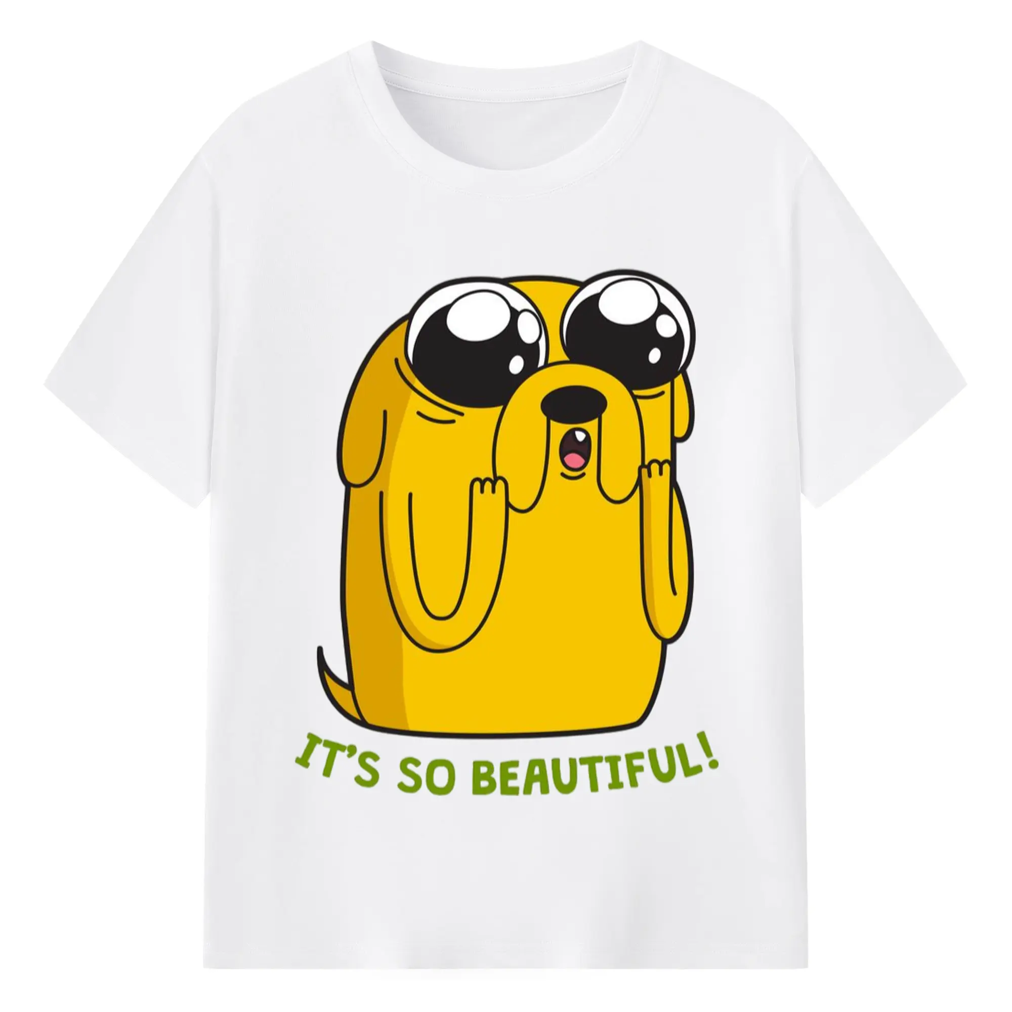 Adventure time Jake retro shirt​ - 180g Cotton T-Shirt With Front Heat Transfer Print – Soft, Lightweight, Fitted Design – Comfortable Casual Wear For Sports & Everyday Use