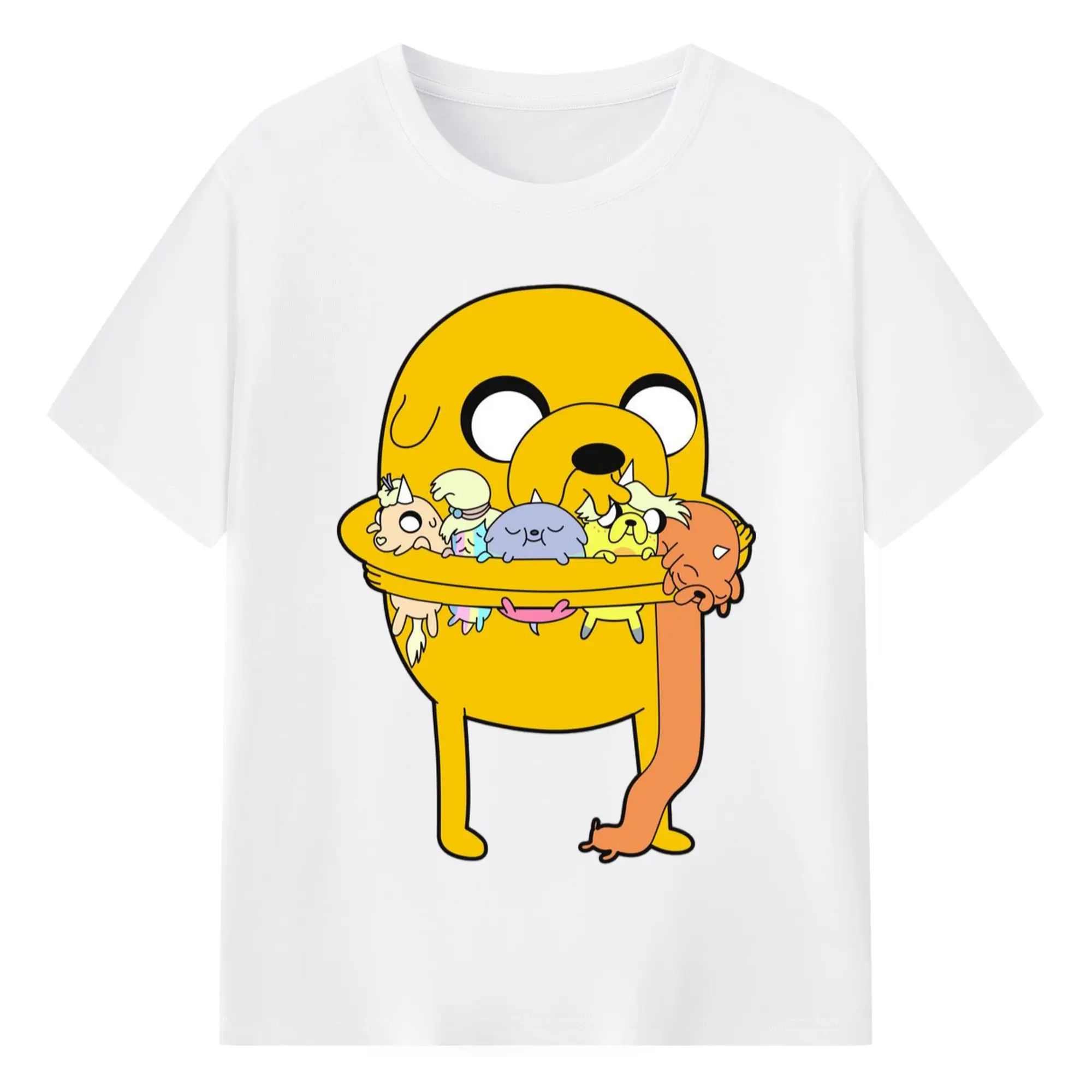 Adventure Time Jake shirt - 180g Cotton T-Shirt With Front Heat Transfer Print – Soft, Lightweight, Fitted Design – Comfortable Casual Wear For Sports & Everyday Use