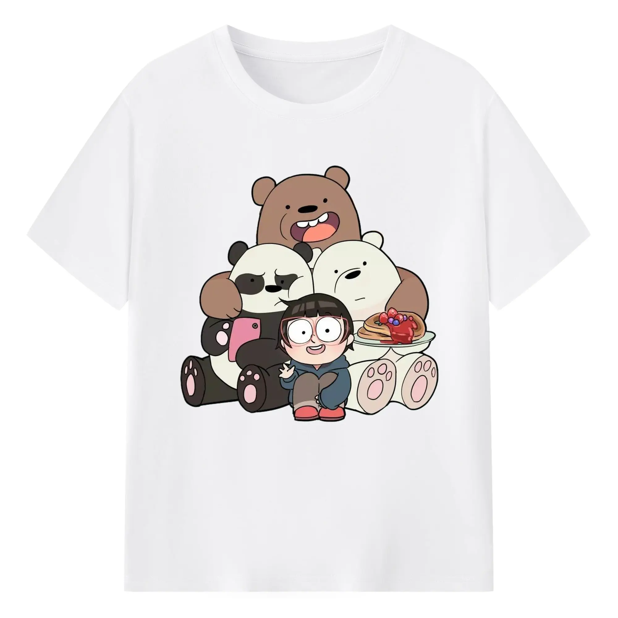 Men's We Bare Bears T-Shirt - 180g Cotton T-Shirt With Front Heat Transfer Print – Soft, Lightweight, Fitted Design – Comfortable Casual Wear For Sports & Everyday Use