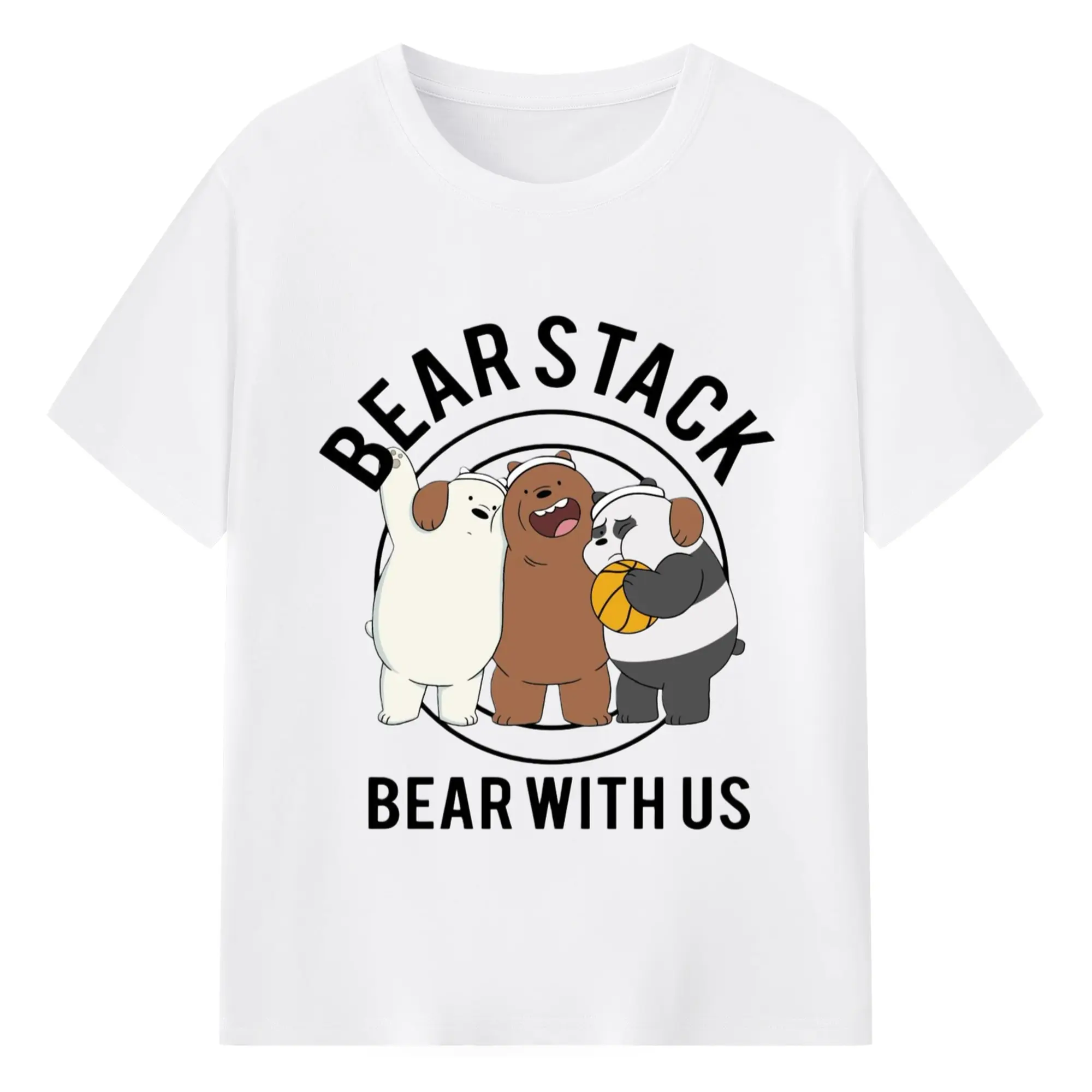 We bare bears graphic t-shirt - 180g Cotton T-Shirt With Front Heat Transfer Print – Soft, Lightweight, Fitted Design – Comfortable Casual Wear For Sports & Everyday Use