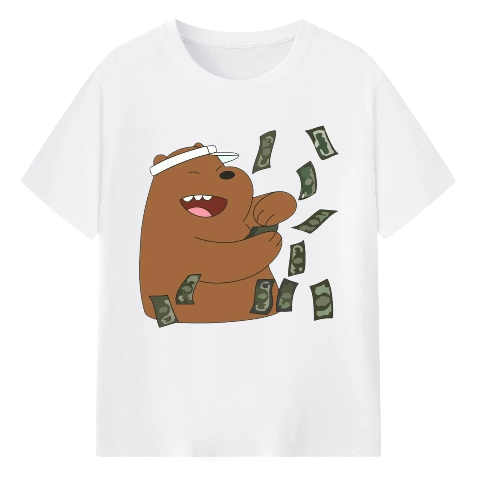 We Bare Bears Grizzly graphic tee - 180g Cotton T-Shirt With Front Heat Transfer Print – Soft, Lightweight, Fitted Design – Comfortable Casual Wear For Sports & Everyday Use