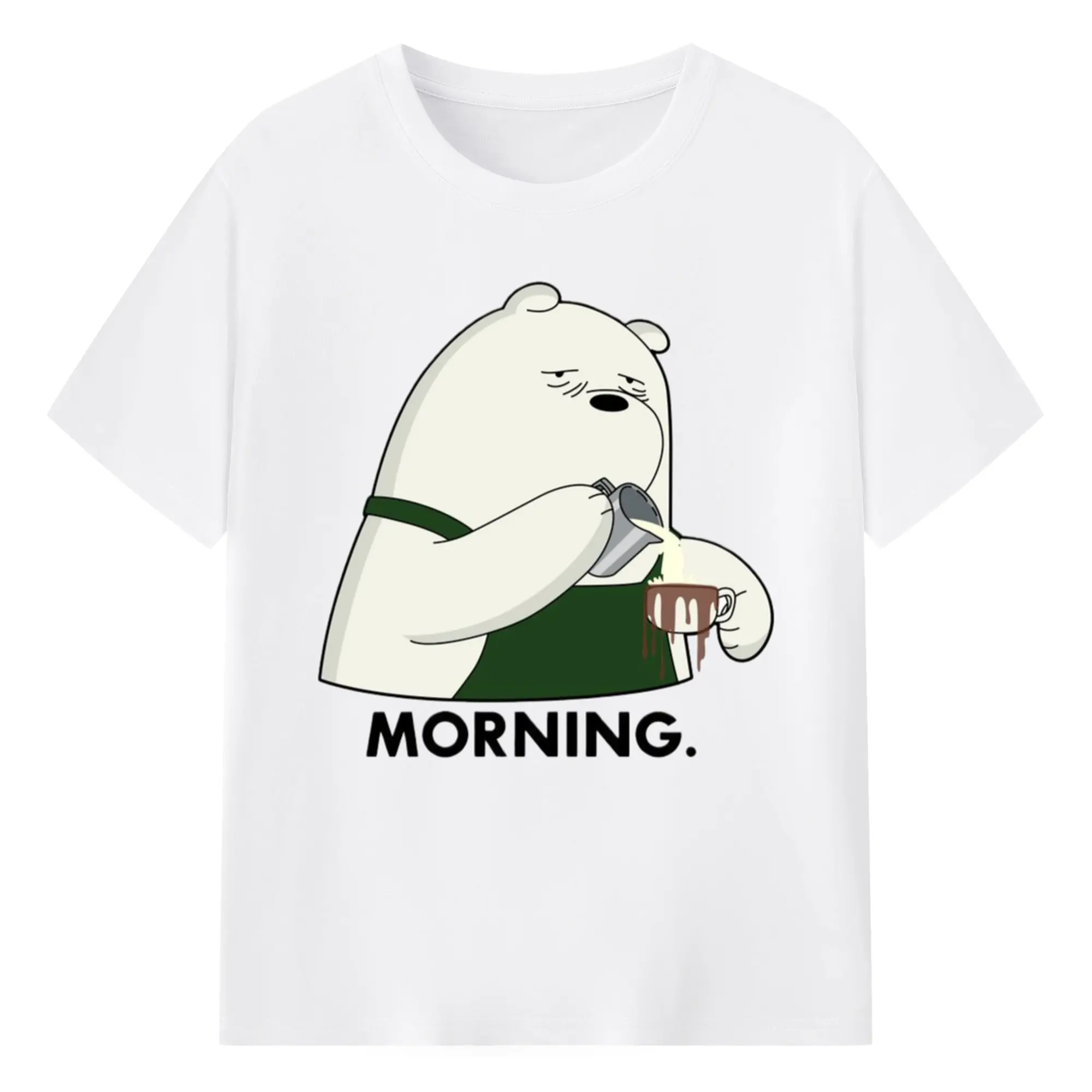 We Bare Bears Ice Bear face T-Shirt - 180g Cotton T-Shirt With Front Heat Transfer Print – Soft, Lightweight, Fitted Design – Comfortable Casual Wear For Sports & Everyday Use