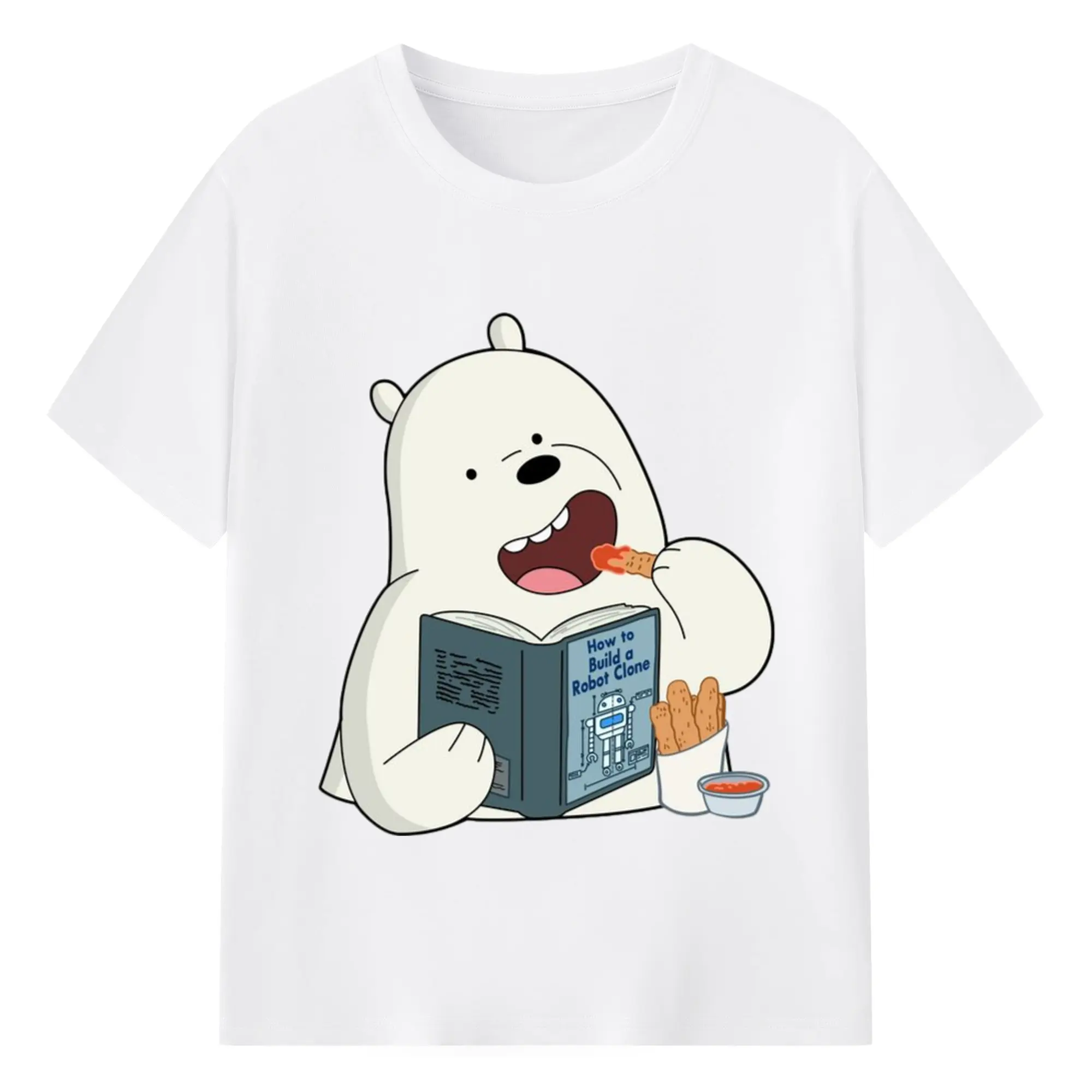 We Bare Bears Ice Bear graphic T-Shirt - 180g Cotton T-Shirt With Front Heat Transfer Print – Soft, Lightweight, Fitted Design – Comfortable Casual Wear For Sports & Everyday Use