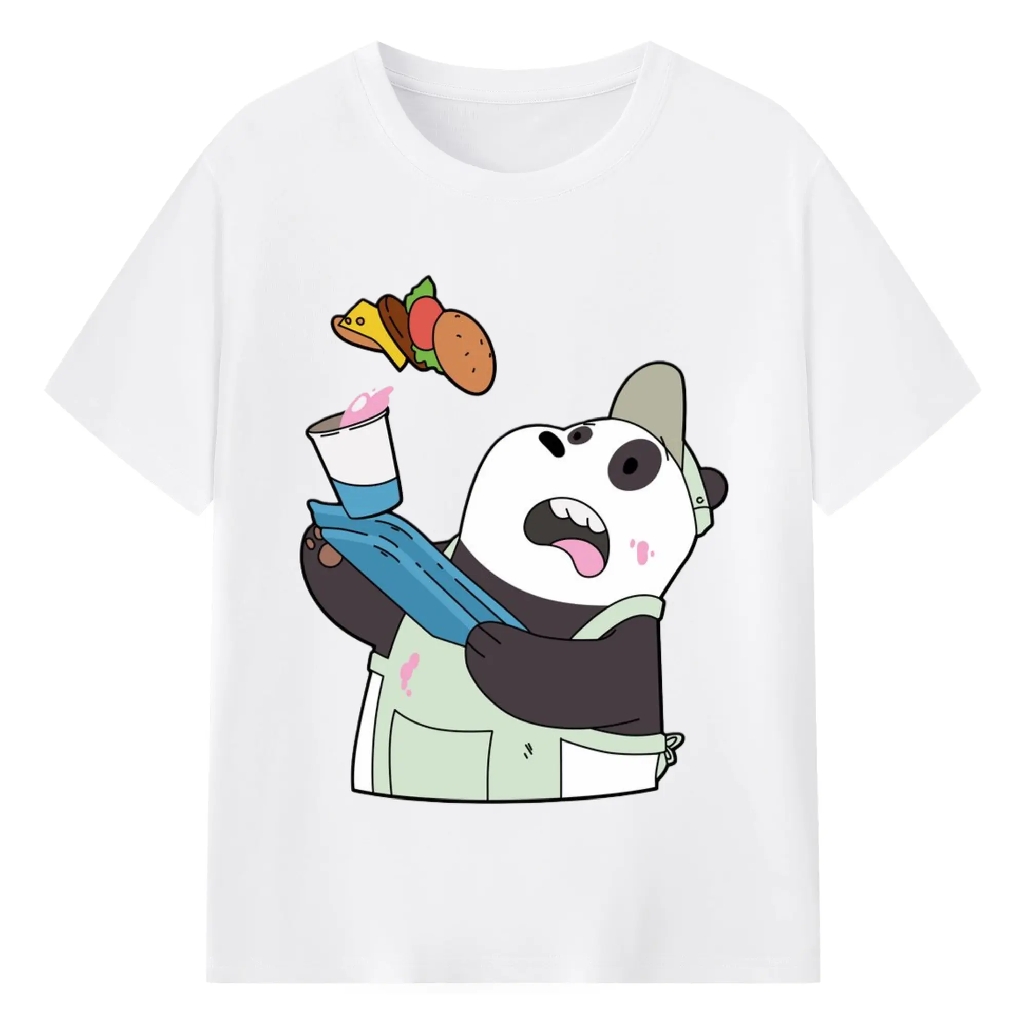 We Bare Bears Panda graphic T-Shirt - 180g Cotton T-Shirt With Front Heat Transfer Print – Soft, Lightweight, Fitted Design – Comfortable Casual Wear For Sports & Everyday Use