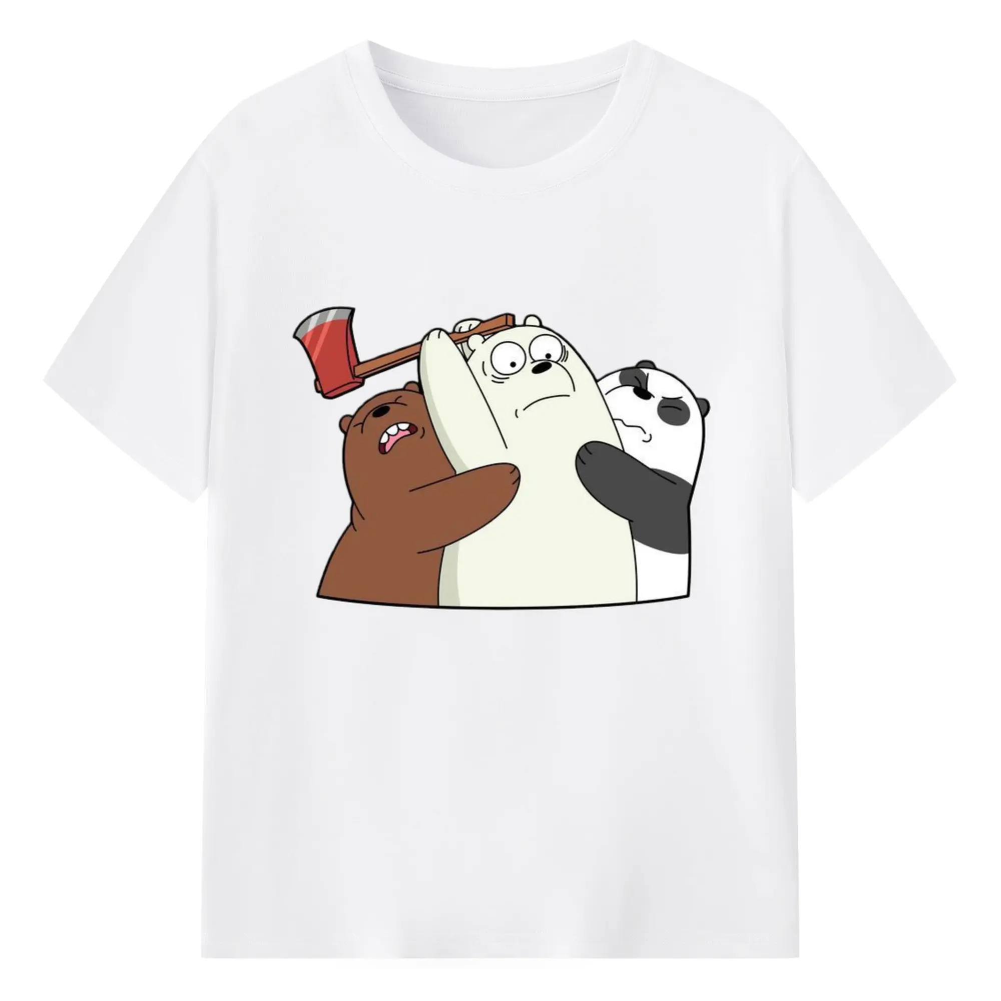 Youth We Bare Bears tee - 180g Cotton T-Shirt With Front Heat Transfer Print – Soft, Lightweight, Fitted Design – Comfortable Casual Wear For Sports & Everyday Use