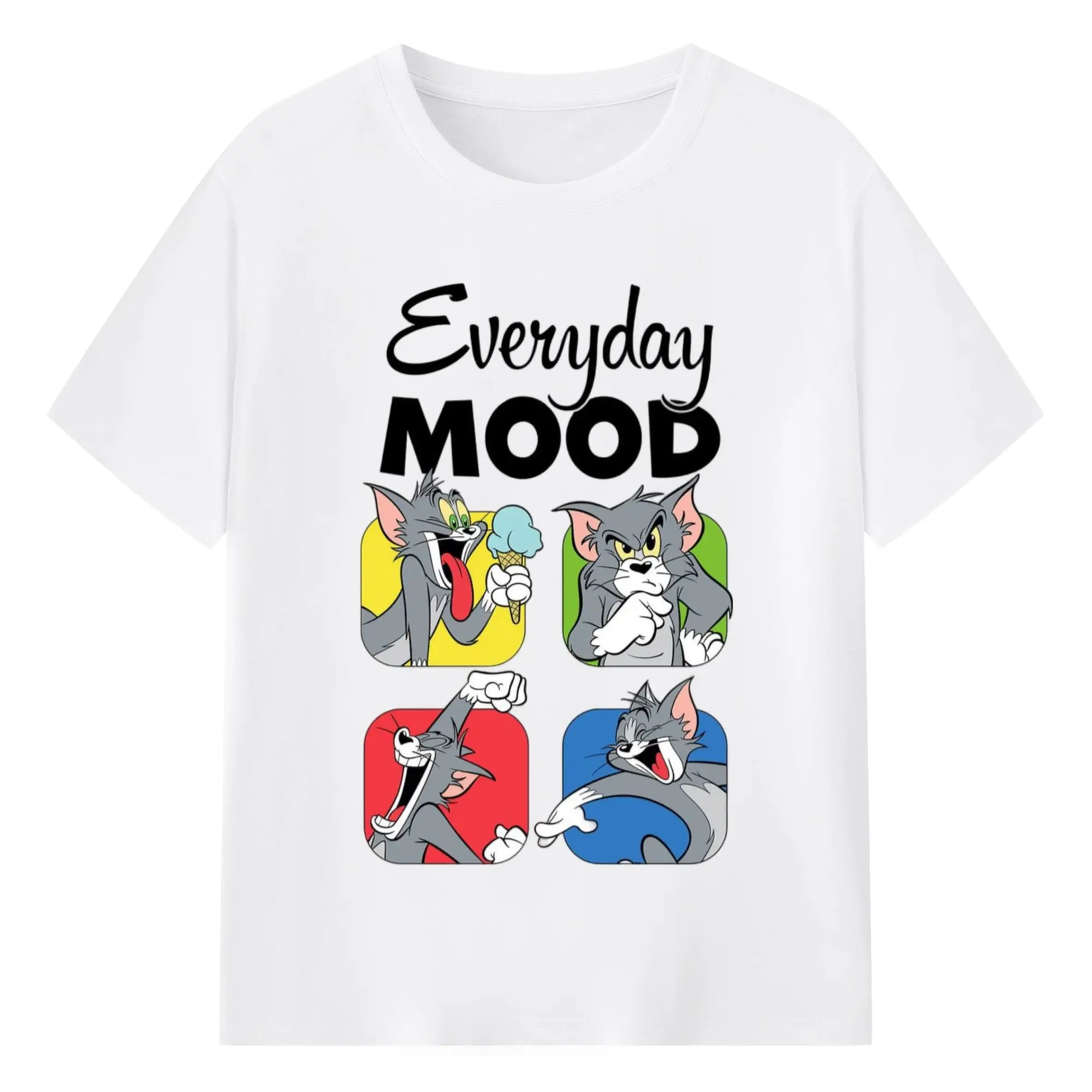Tom and jerry collage t shirt - 180g Cotton T-Shirt With Front Heat Transfer Print – Soft, Lightweight, Fitted Design – Comfortable Casual Wear For Sports & Everyday Use