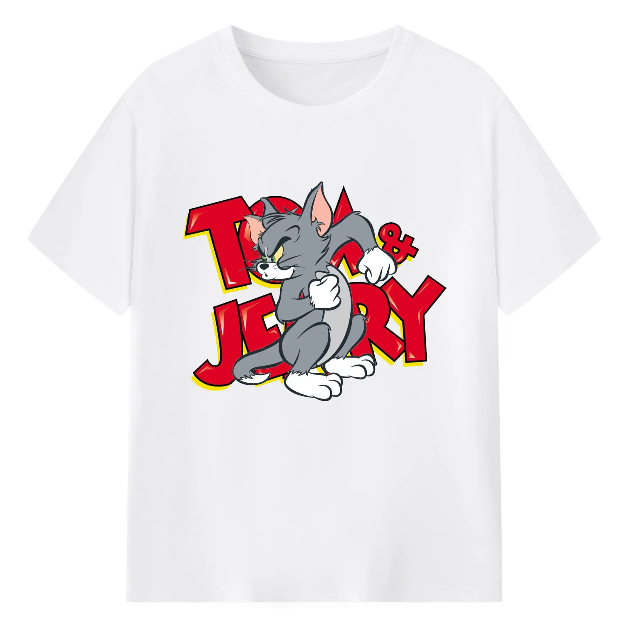 Tom and jerry men's graphic tee - 180g Cotton T-Shirt With Front Heat Transfer Print – Soft, Lightweight, Fitted Design – Comfortable Casual Wear For Sports & Everyday Use