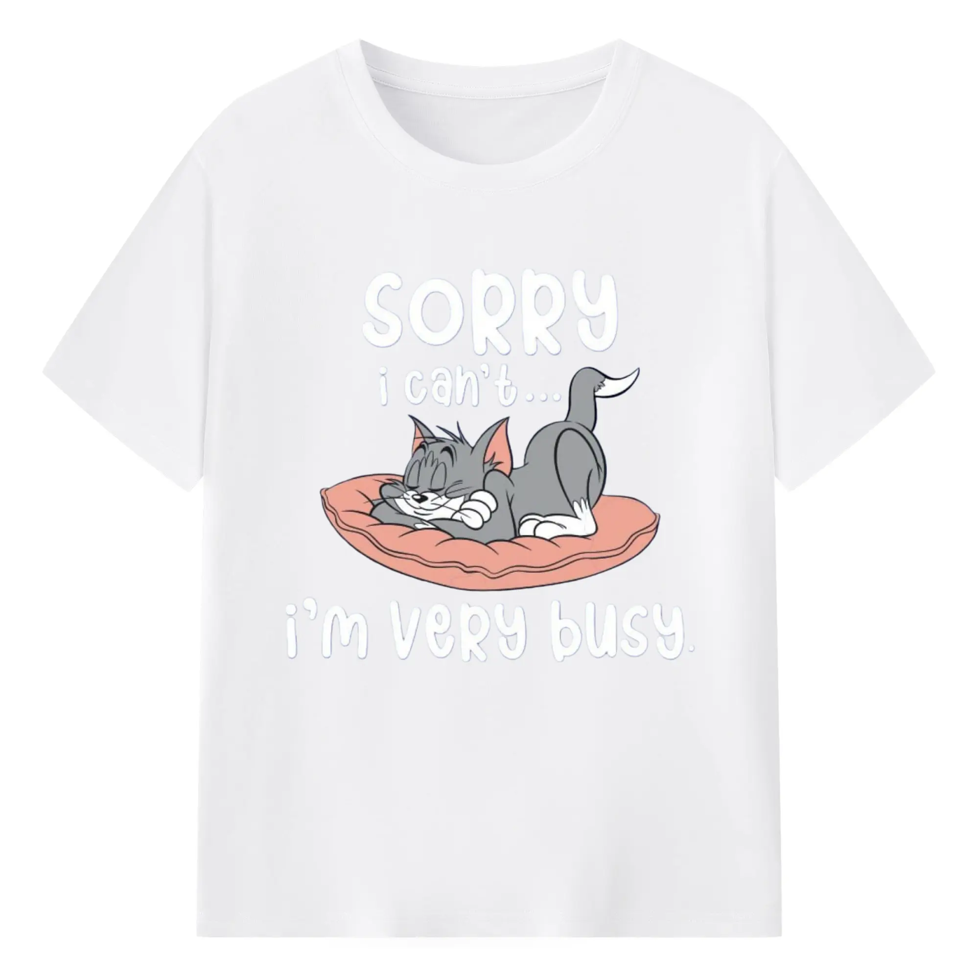 Vintage tom and jerry, tom shirt - 180g Cotton T-Shirt With Front Heat Transfer Print – Soft, Lightweight, Fitted Design – Comfortable Casual Wear For Sports & Everyday Use