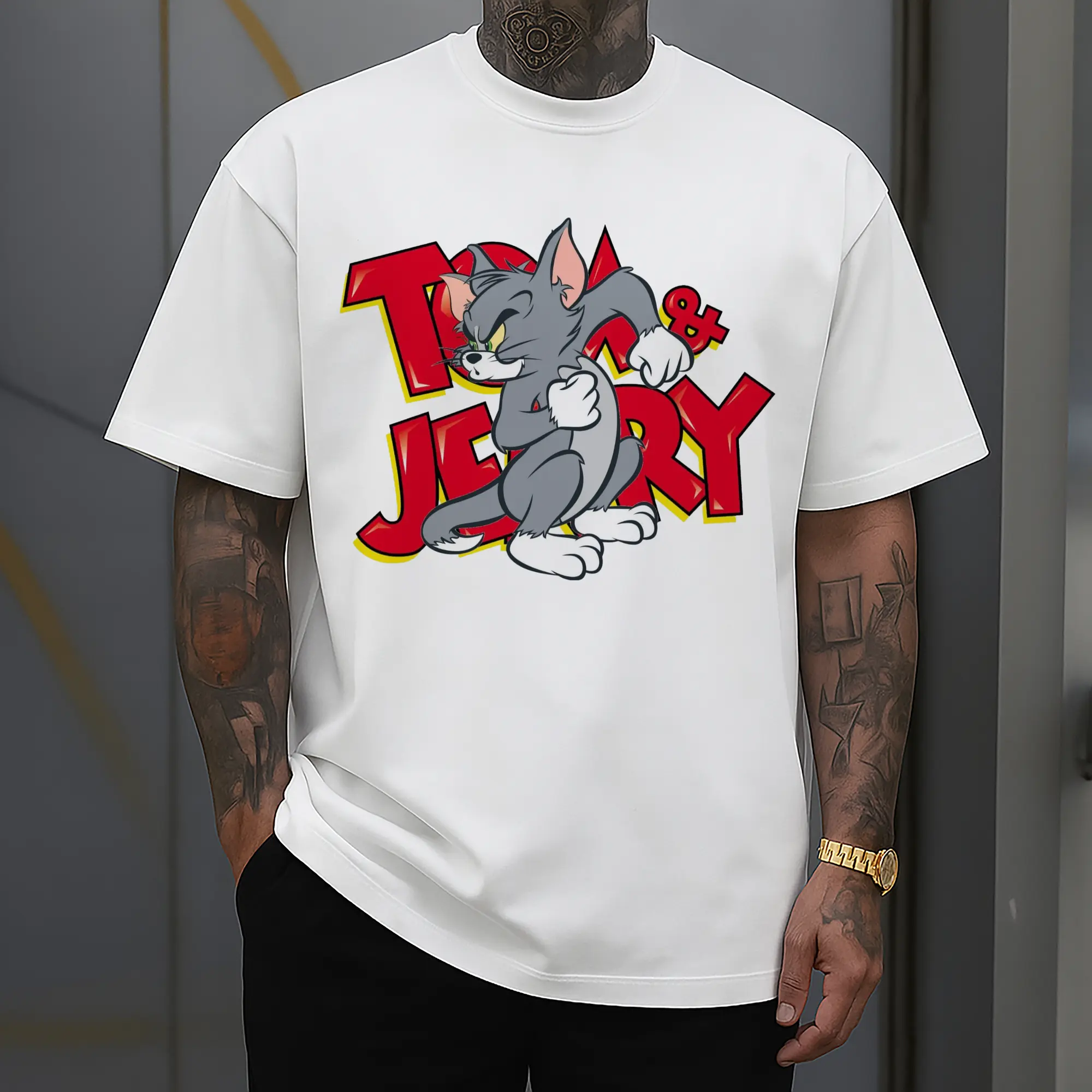 tom and jerry men's graphic tee
