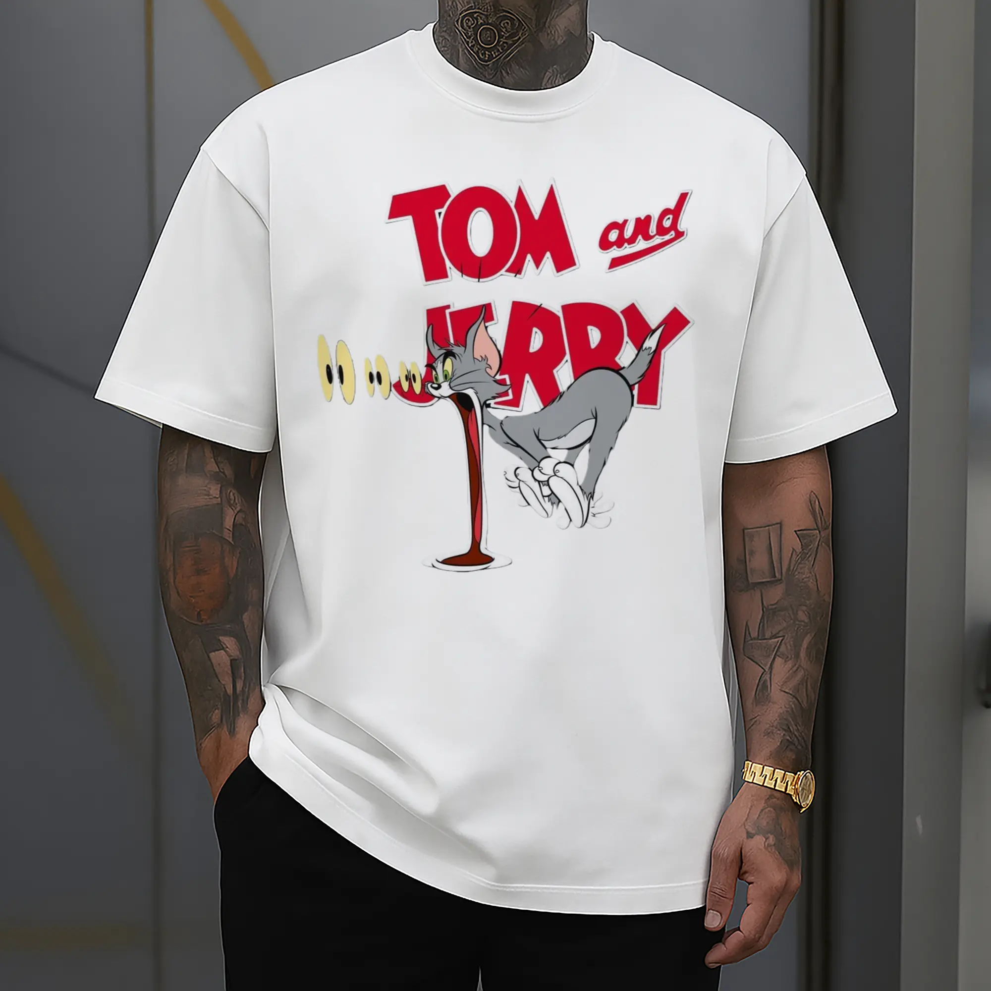 tom and jerry, tom graphic t shirt