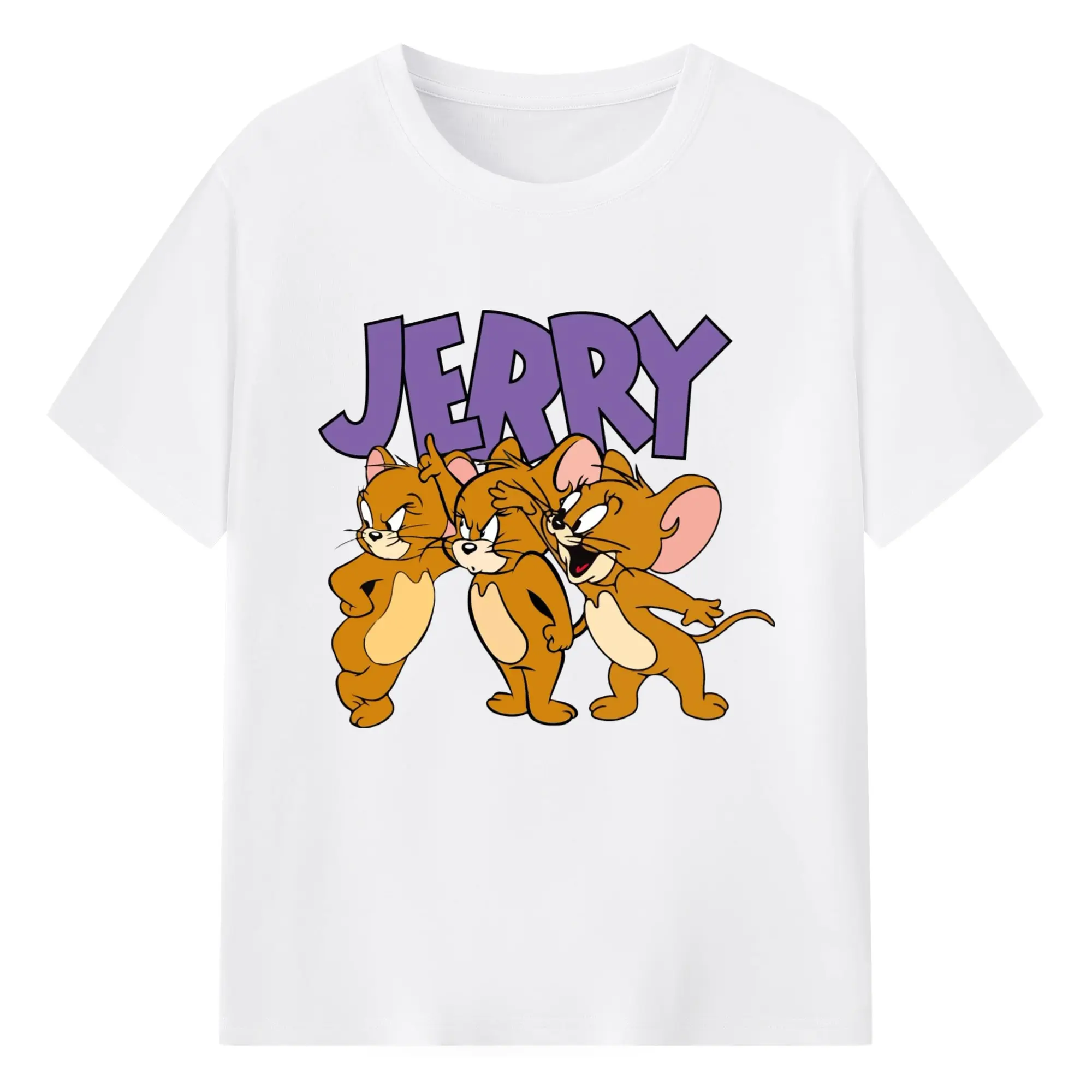 Tom and jerry cartoon t shirts​ - 180g Cotton T-Shirt With Front Heat Transfer Print – Soft, Lightweight, Fitted Design – Comfortable Casual Wear For Sports & Everyday Use