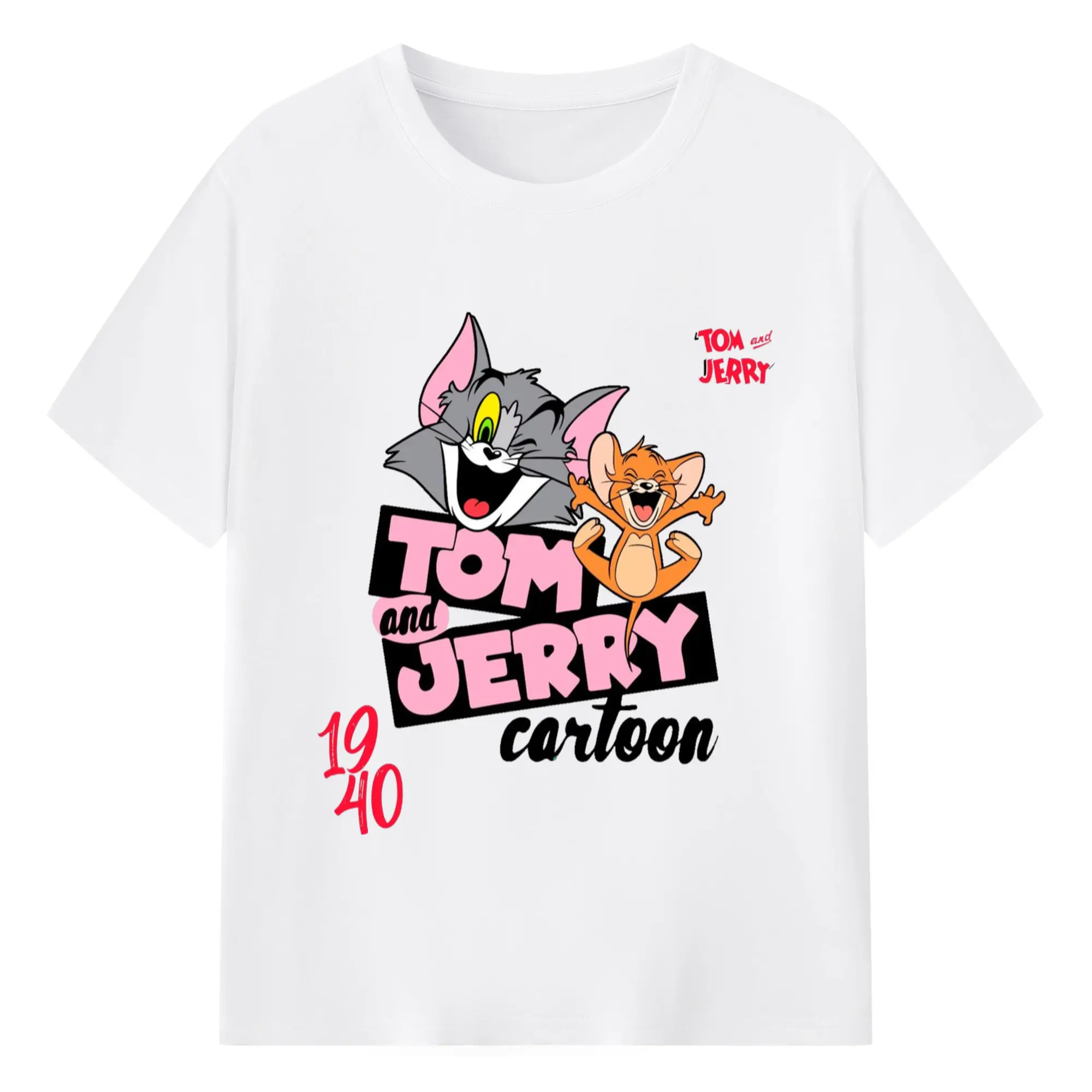 Tom and jerry couple t shirt - 180g Cotton T-Shirt With Front Heat Transfer Print – Soft, Lightweight, Fitted Design – Comfortable Casual Wear For Sports & Everyday Use