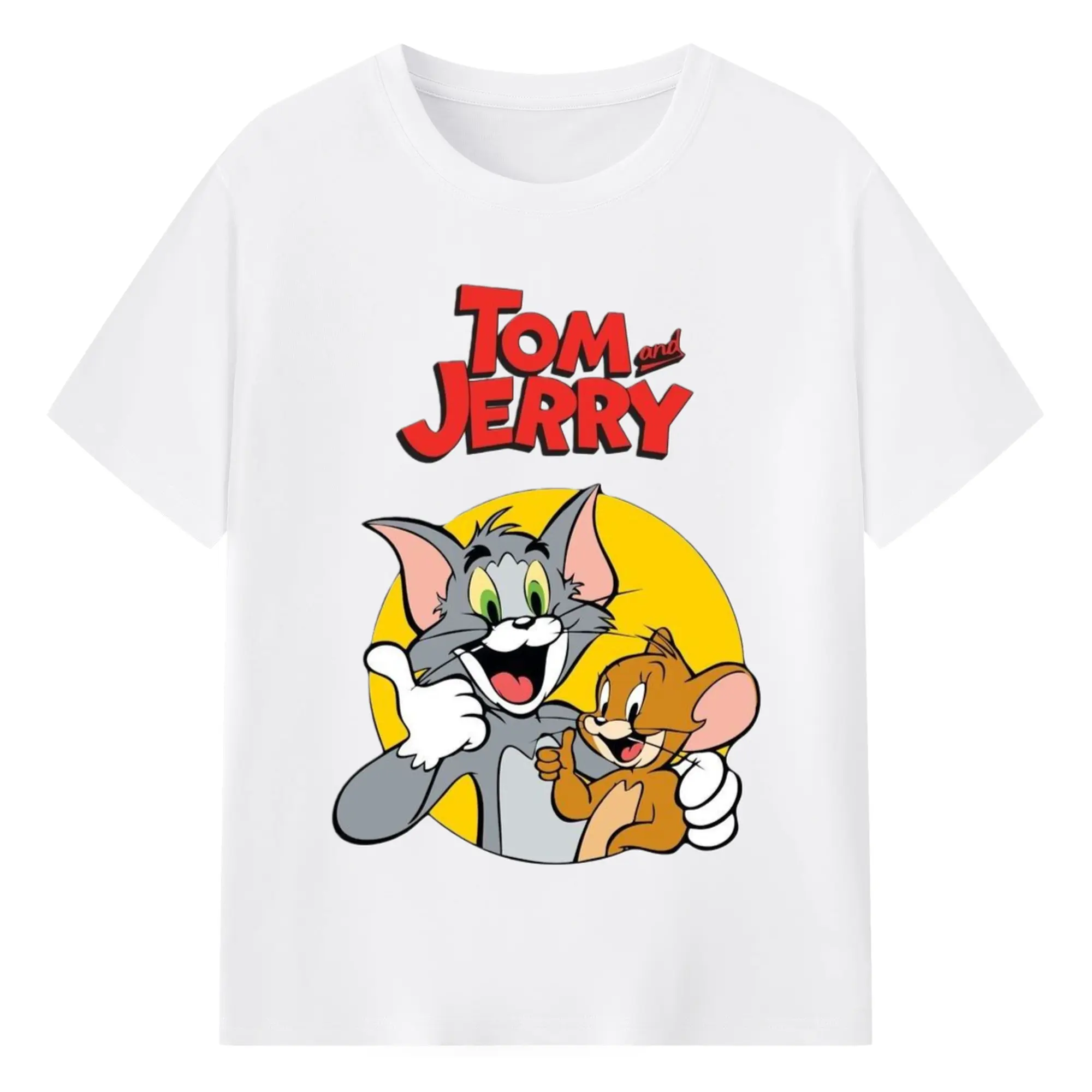 Vintage tom and jerry t-shirt - 180g Cotton T-Shirt With Front Heat Transfer Print – Soft, Lightweight, Fitted Design – Comfortable Casual Wear For Sports & Everyday Use