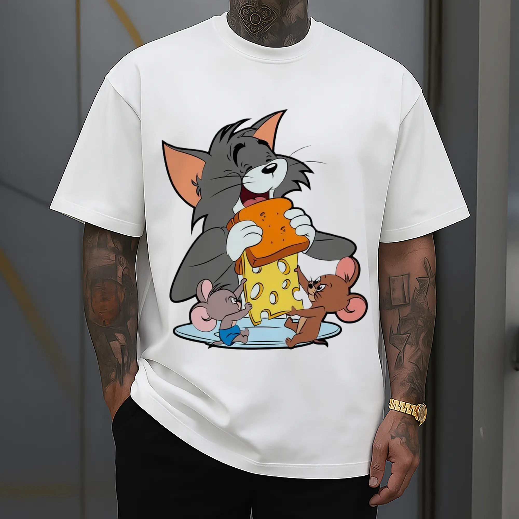 tom and jerry collage t shirt