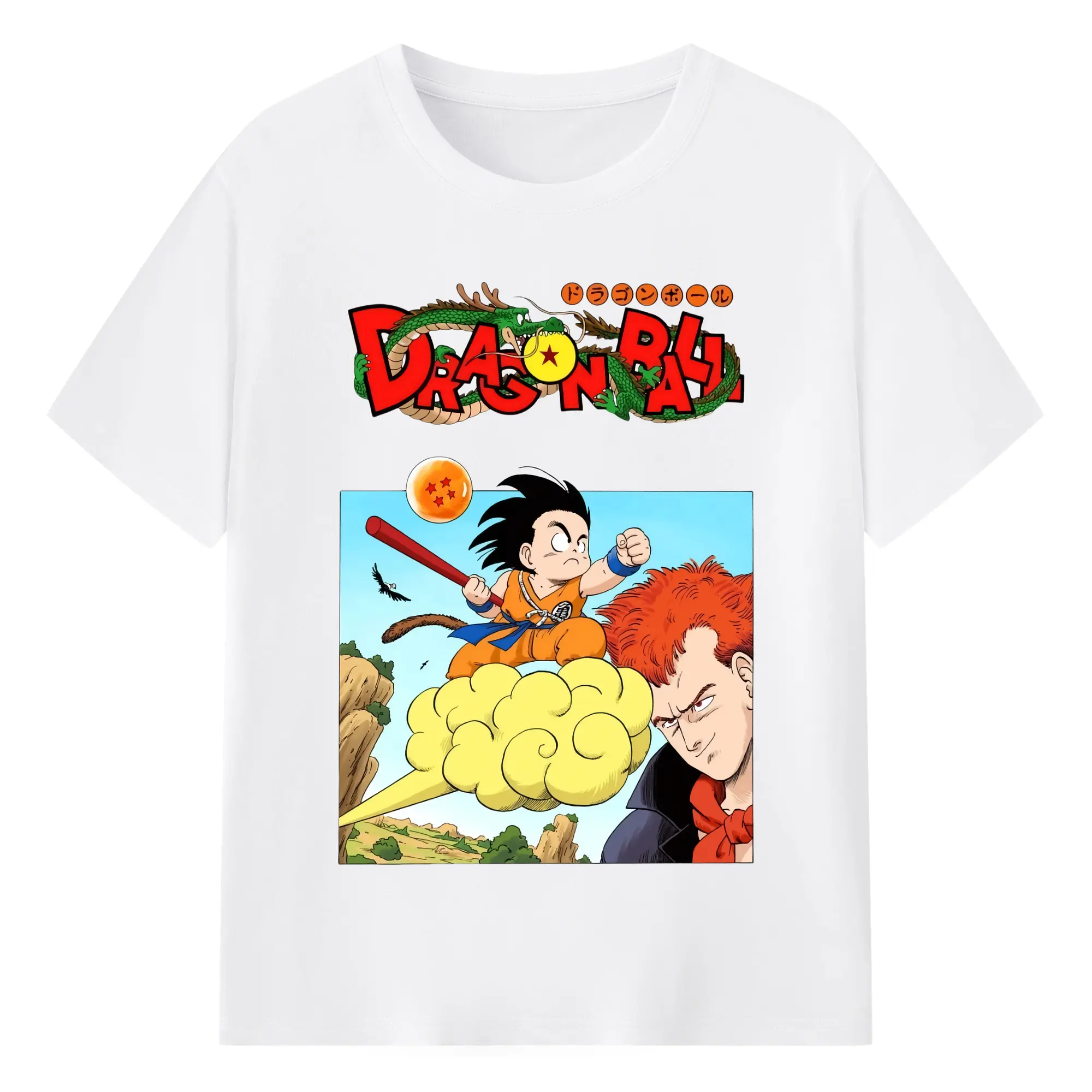 Dragon ball Son Goku cartoon shirt - 180g Cotton T-Shirt With Front Heat Transfer Print – Soft, Lightweight, Fitted Design – Comfortable Casual Wear For Sports & Everyday Use