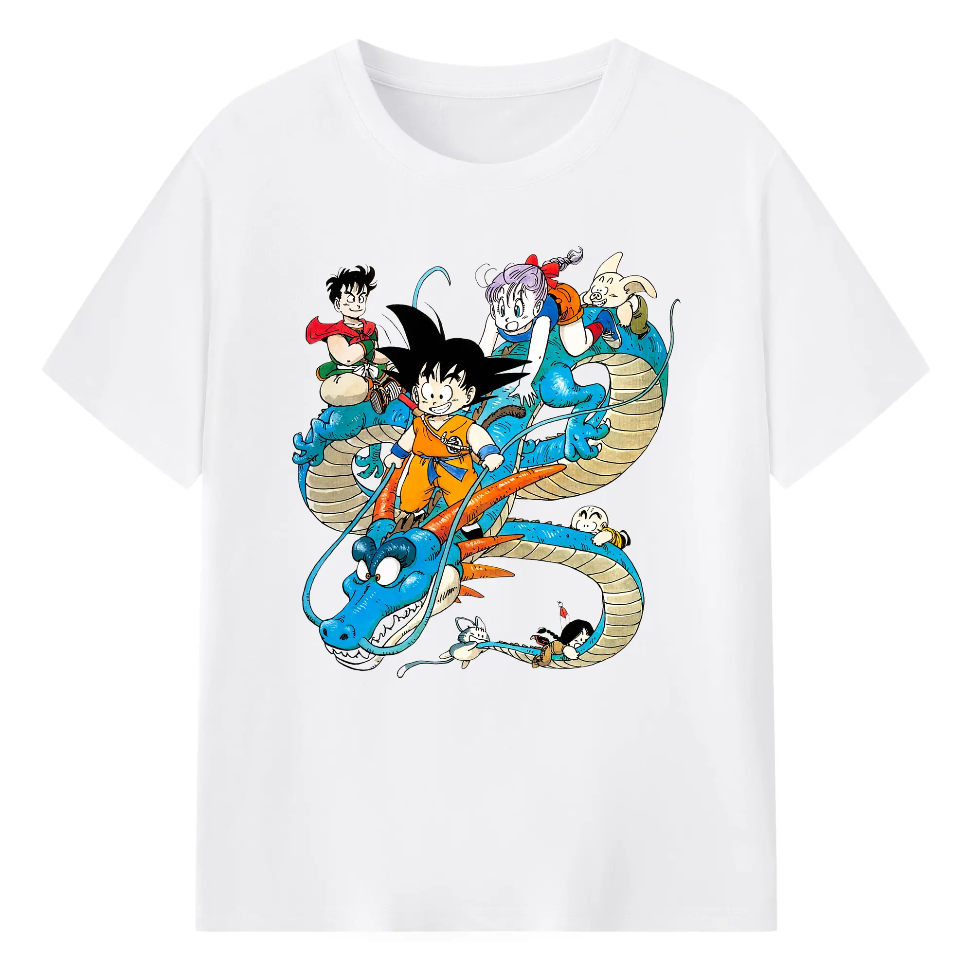 Men&#039;s dragon ball Son Goku cartoon shirt - 180g Cotton T-Shirt With Front Heat Transfer Print – Soft, Lightweight, Fitted Design – Comfortable Casual Wear For Sports & Everyday Use