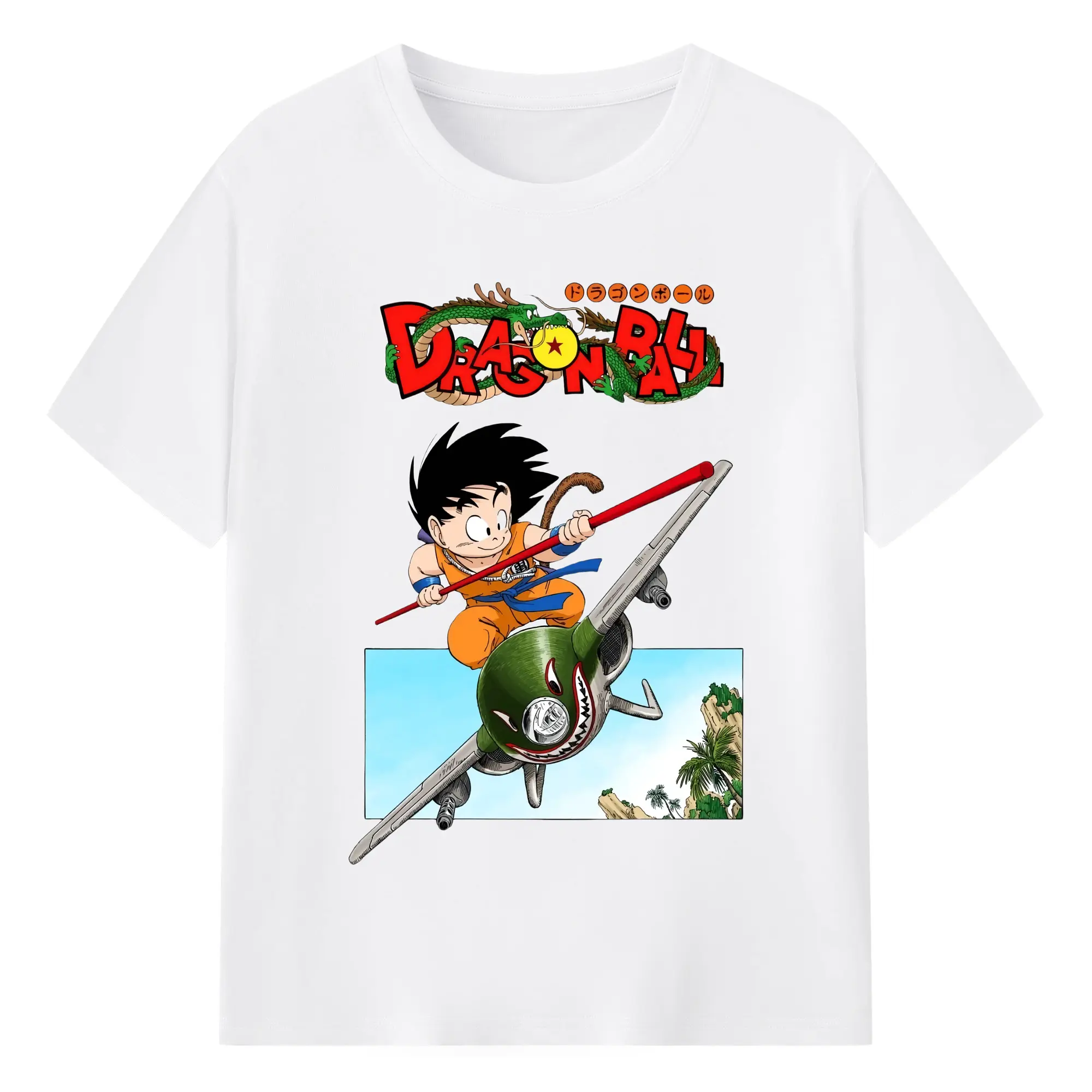 Men&#039;s dragon ball Son Goku t-shirt - 180g Cotton T-Shirt With Front Heat Transfer Print – Soft, Lightweight, Fitted Design – Comfortable Casual Wear For Sports & Everyday Use