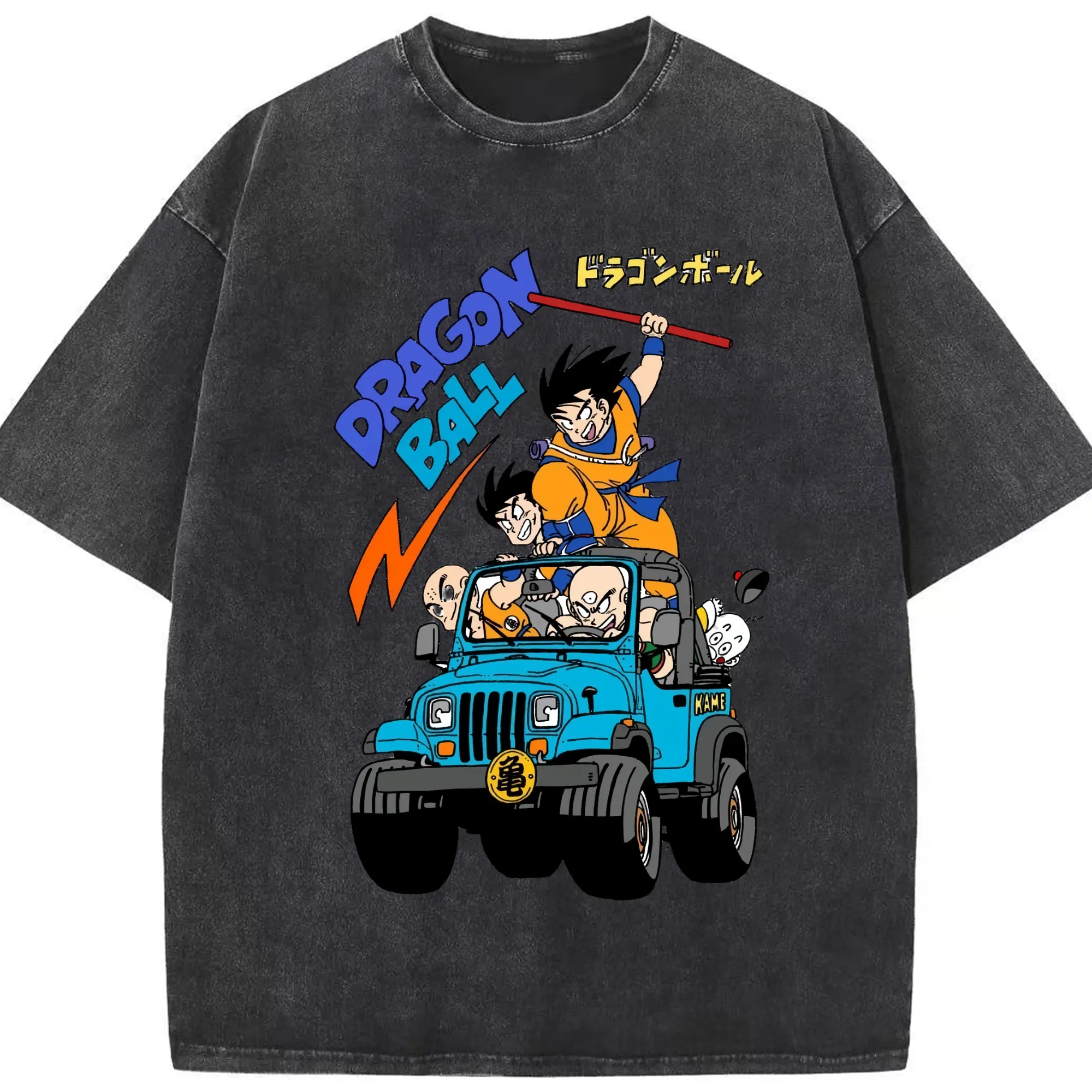 Dragon ball z Son Goku graphic shirt - Washed Vintage Look 230g Cotton Oversized T-Shirt With Front Heat Transfer Print – Soft, Lightweight, Stylish Fit – Comfortable Casual Wear For Sports & Everyday Use