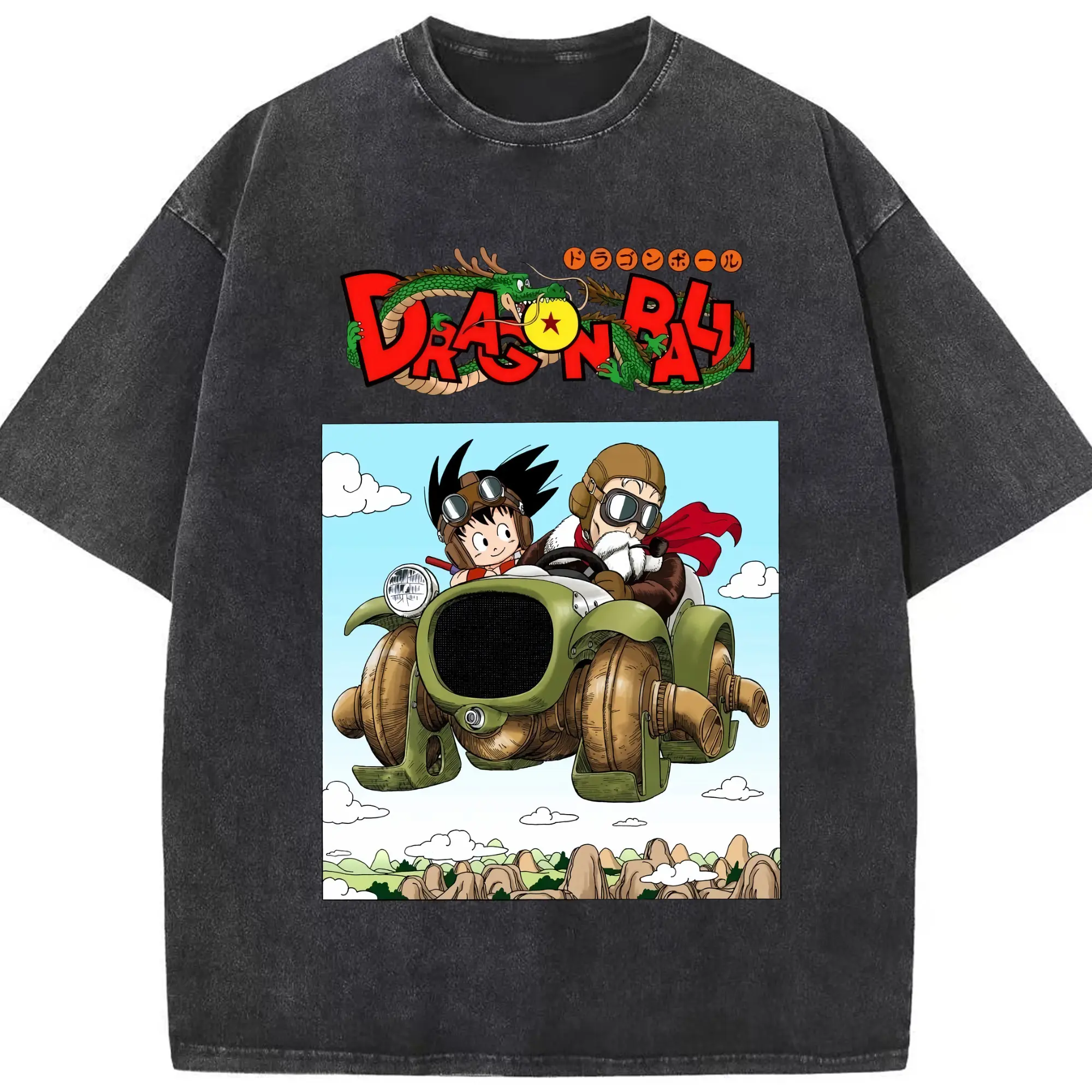 Dragon ball z son goku t-shirt - Washed Vintage Look 230g Cotton Oversized T-Shirt With Front Heat Transfer Print – Soft, Lightweight, Stylish Fit – Comfortable Casual Wear For Sports & Everyday Use
