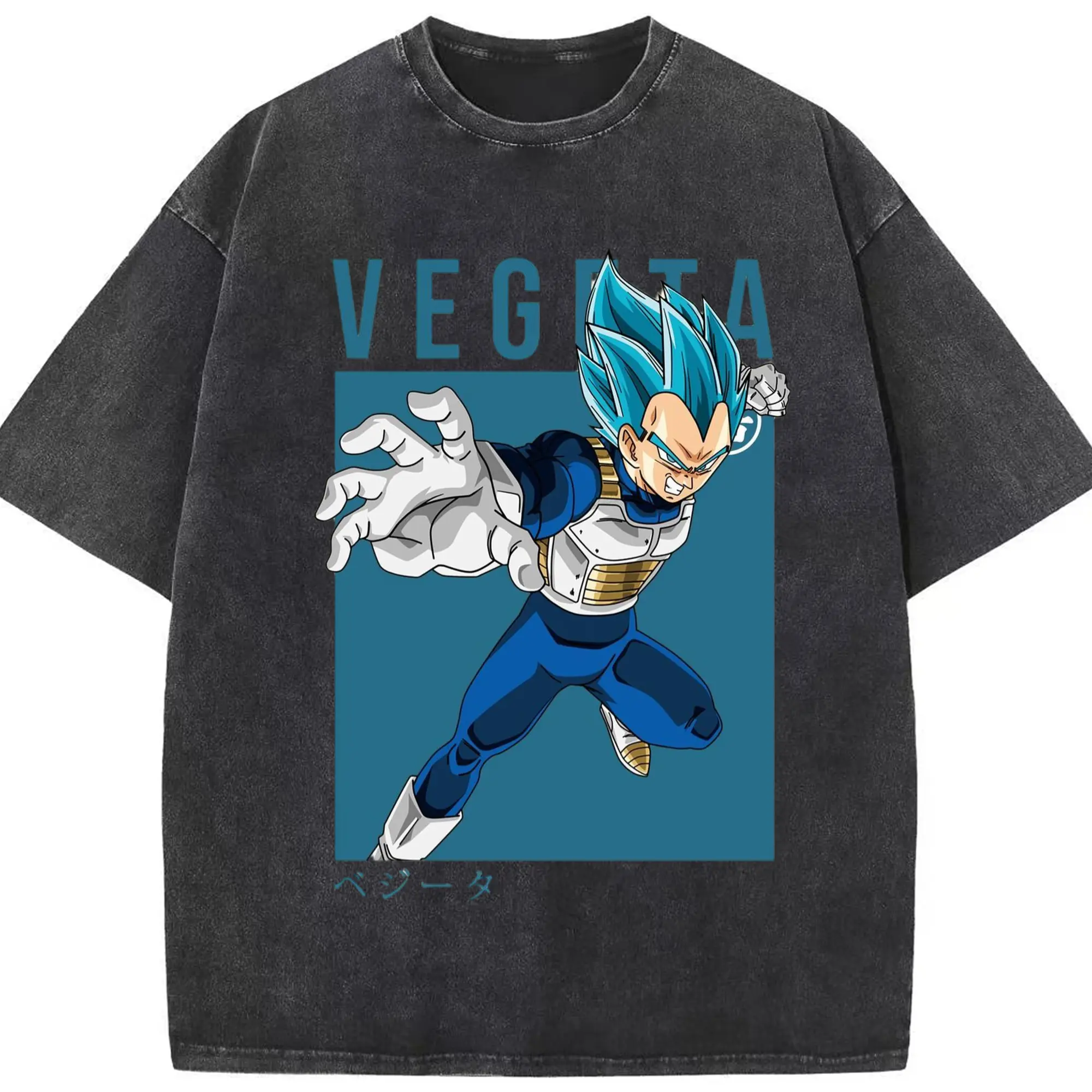 Dragon ball z vegeta shirt​ - Washed Vintage Look 230g Cotton Oversized T-Shirt With Front Heat Transfer Print – Soft, Lightweight, Stylish Fit – Comfortable Casual Wear For Sports & Everyday Use