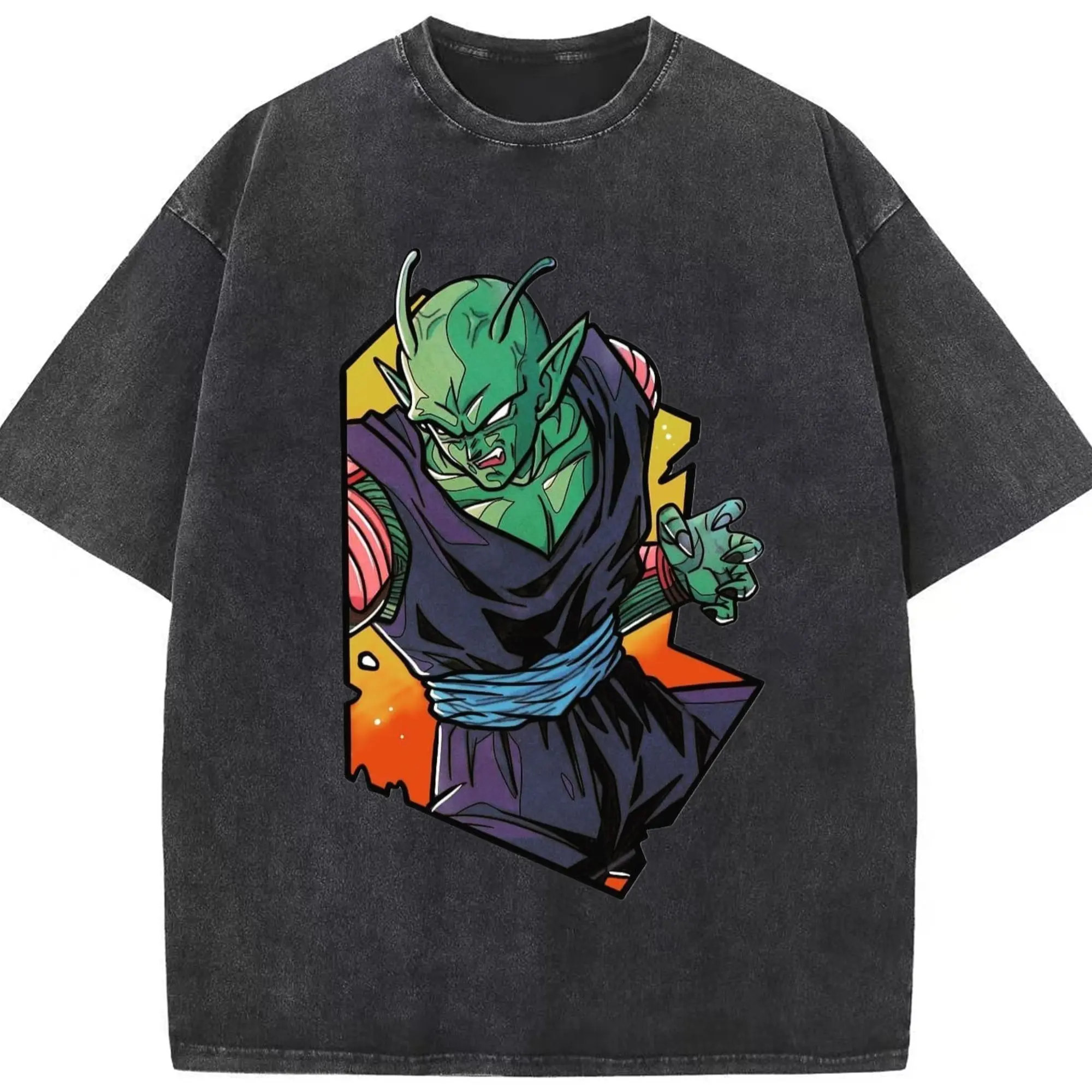 Dragon ball z piccolo tee - Washed Vintage Look 230g Cotton Oversized T-Shirt With Front Heat Transfer Print – Soft, Lightweight, Stylish Fit – Comfortable Casual Wear For Sports & Everyday Use